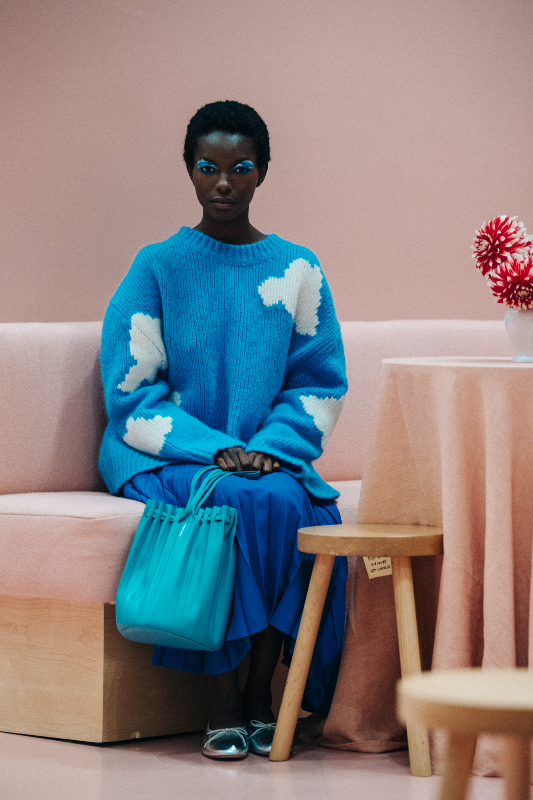 Vaquel Tyies backstage at Mansur Gavriel