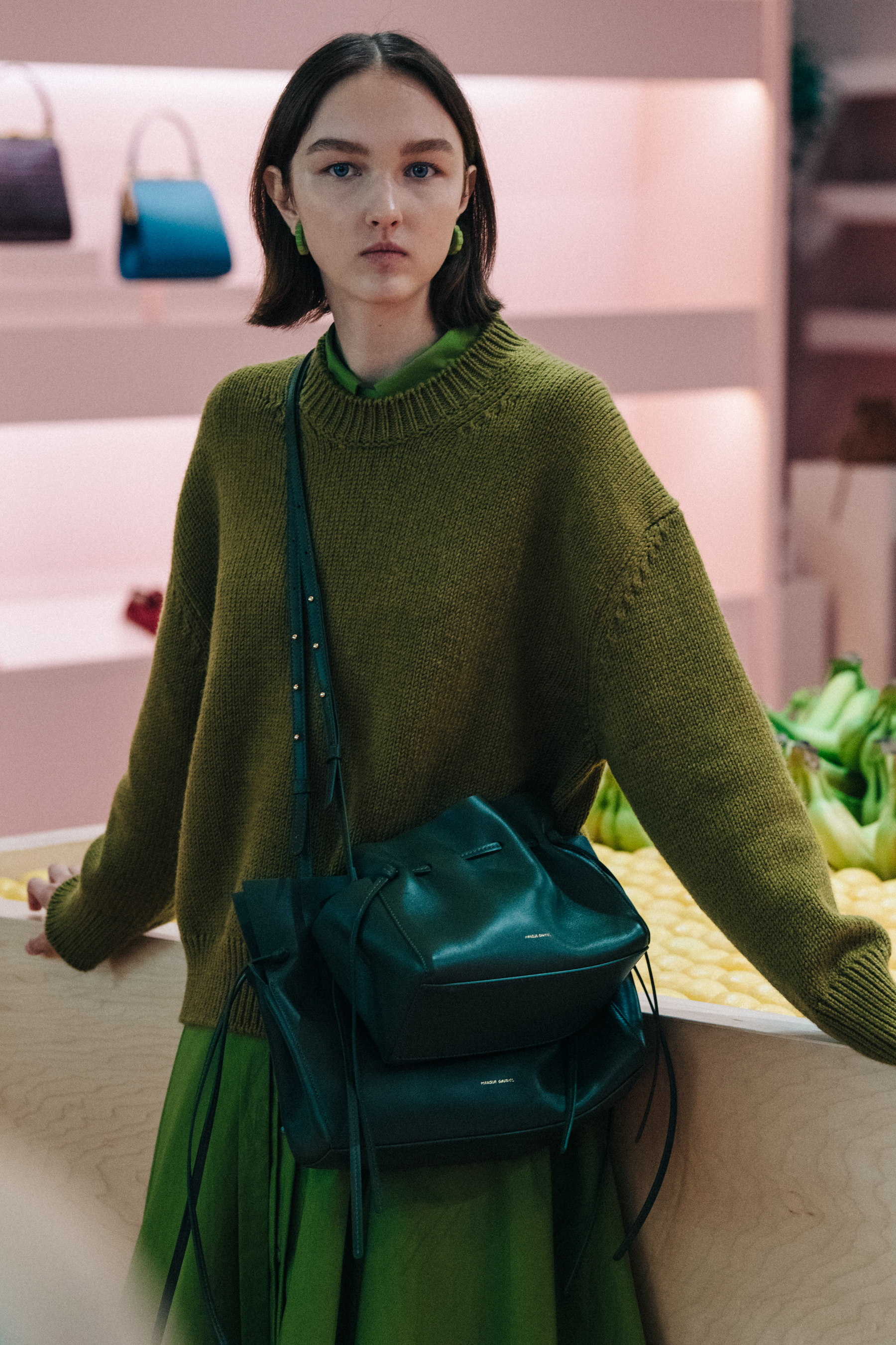 Nastya Cherkasova backstage at Mansur Gavriel