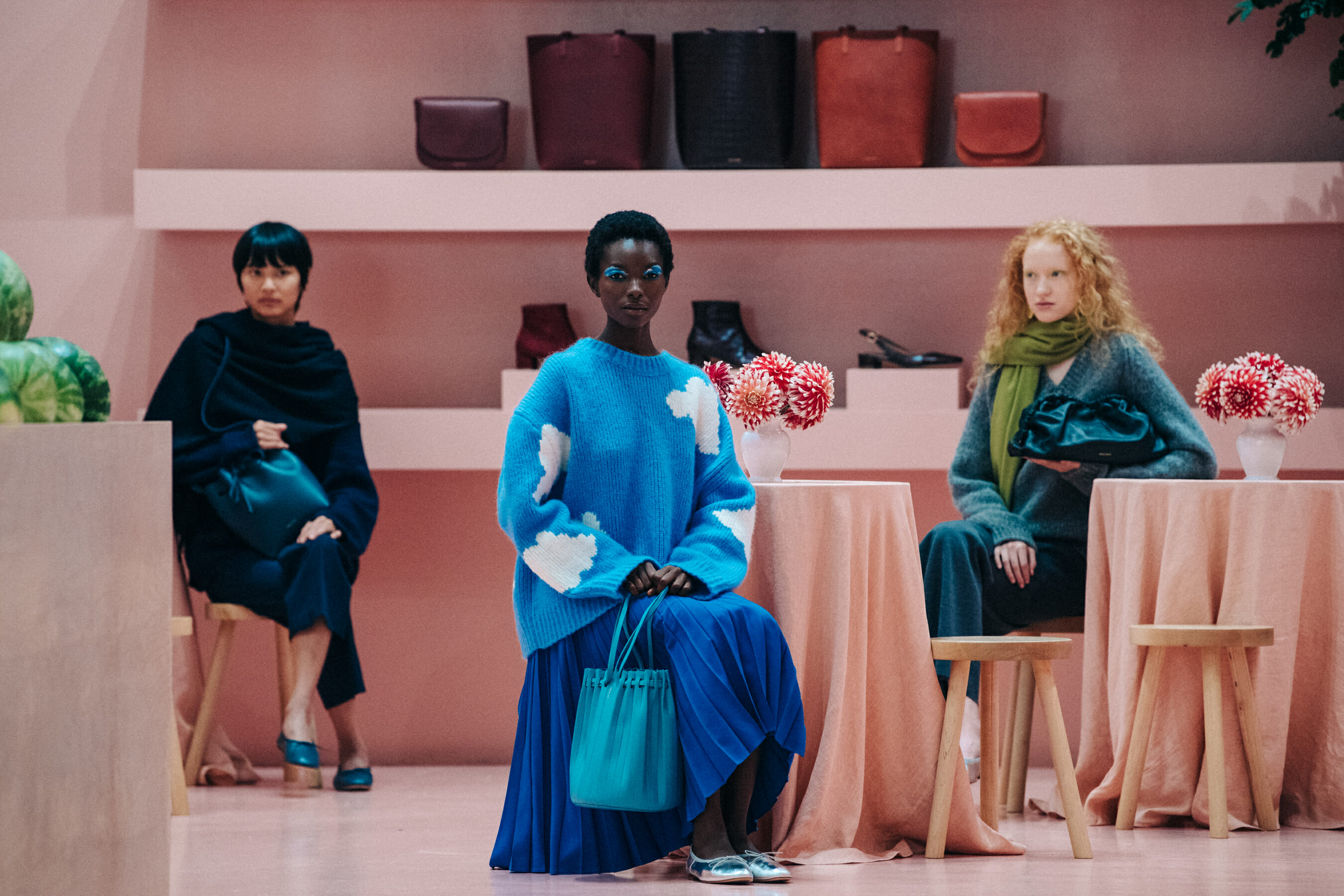 Michelle Phanh backstage at Mansur Gavriel