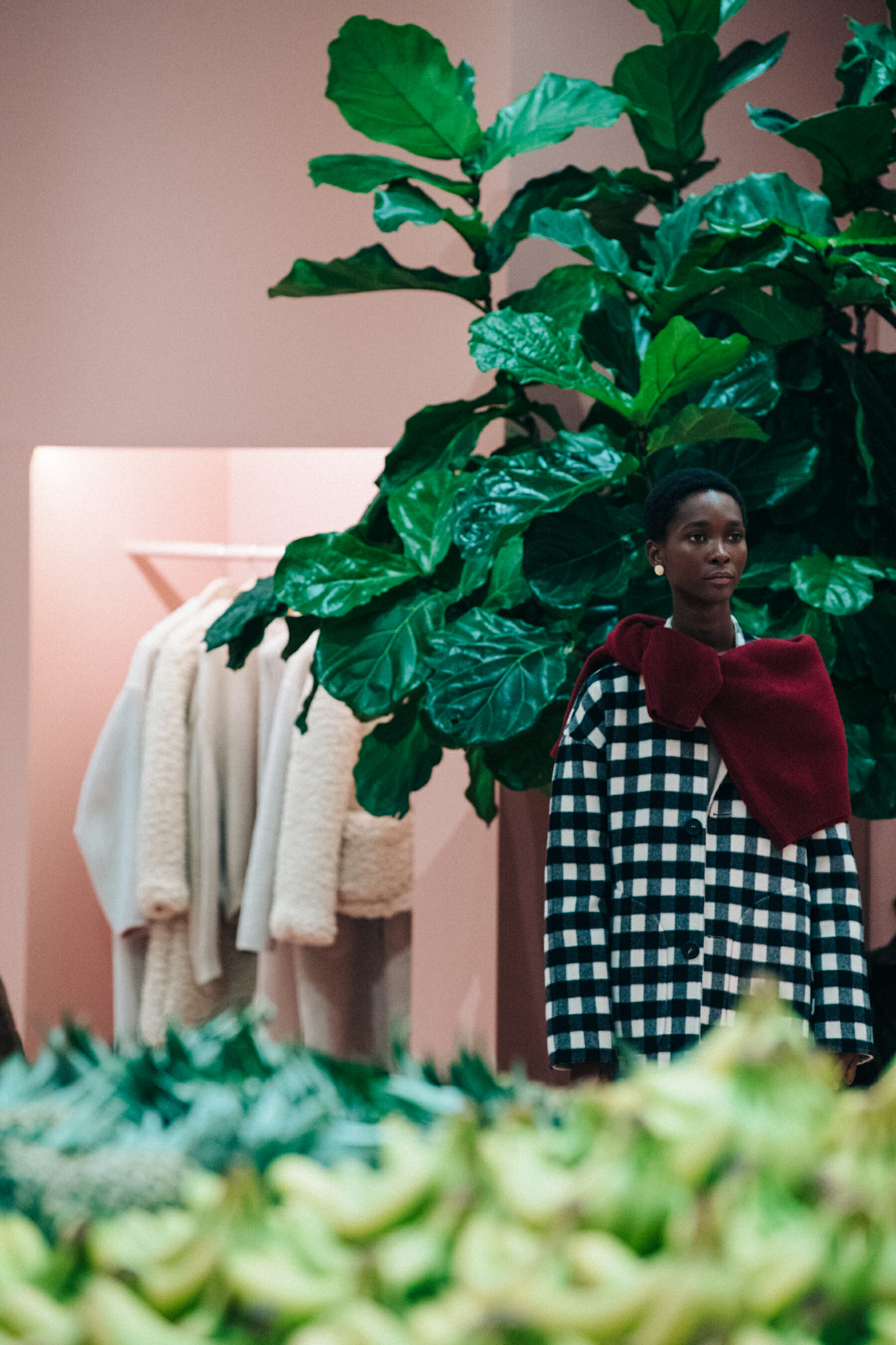 Mahany Pery backstage at Mansur Gavriel
