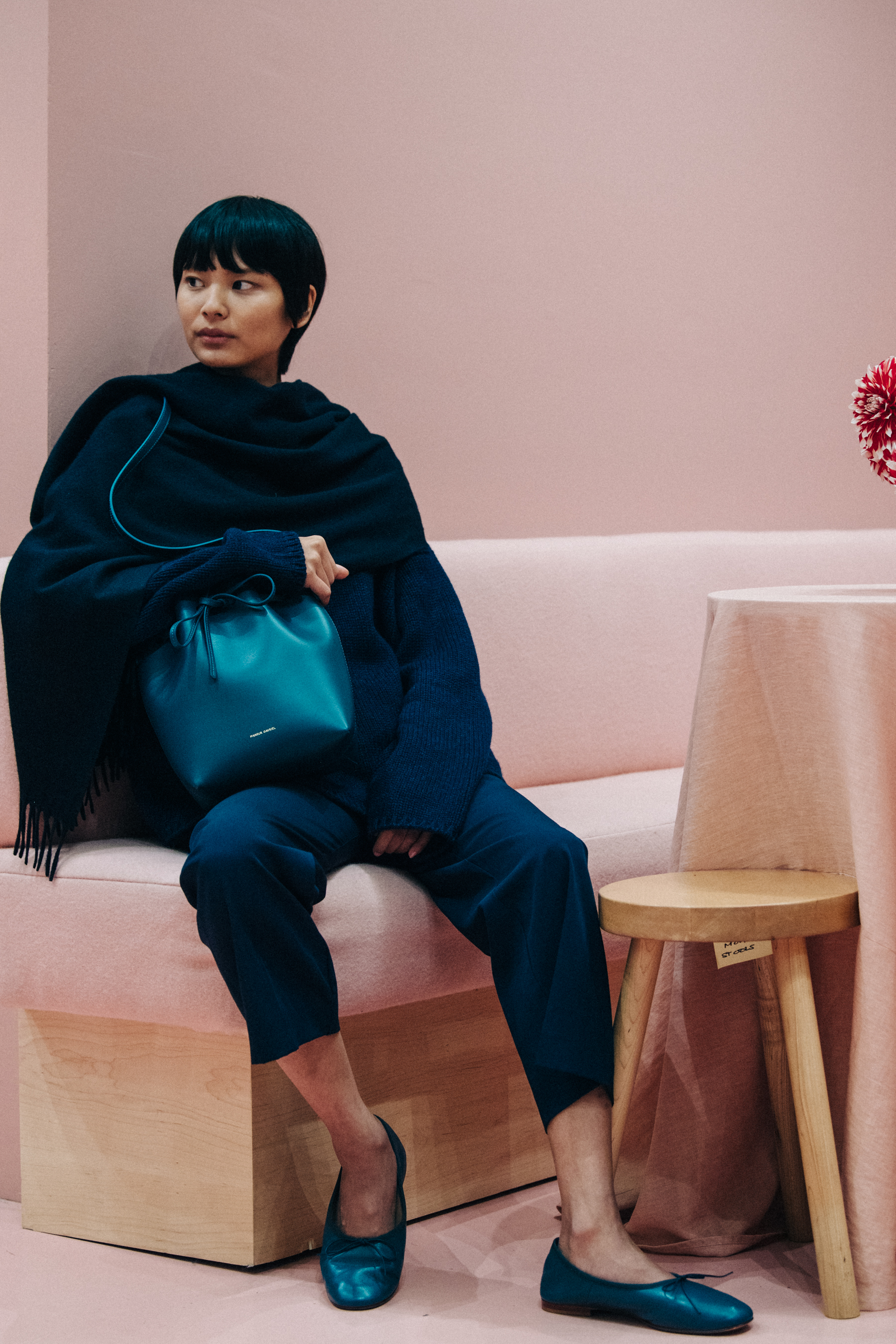 Michelle Phanh backstage at Mansur Gavriel