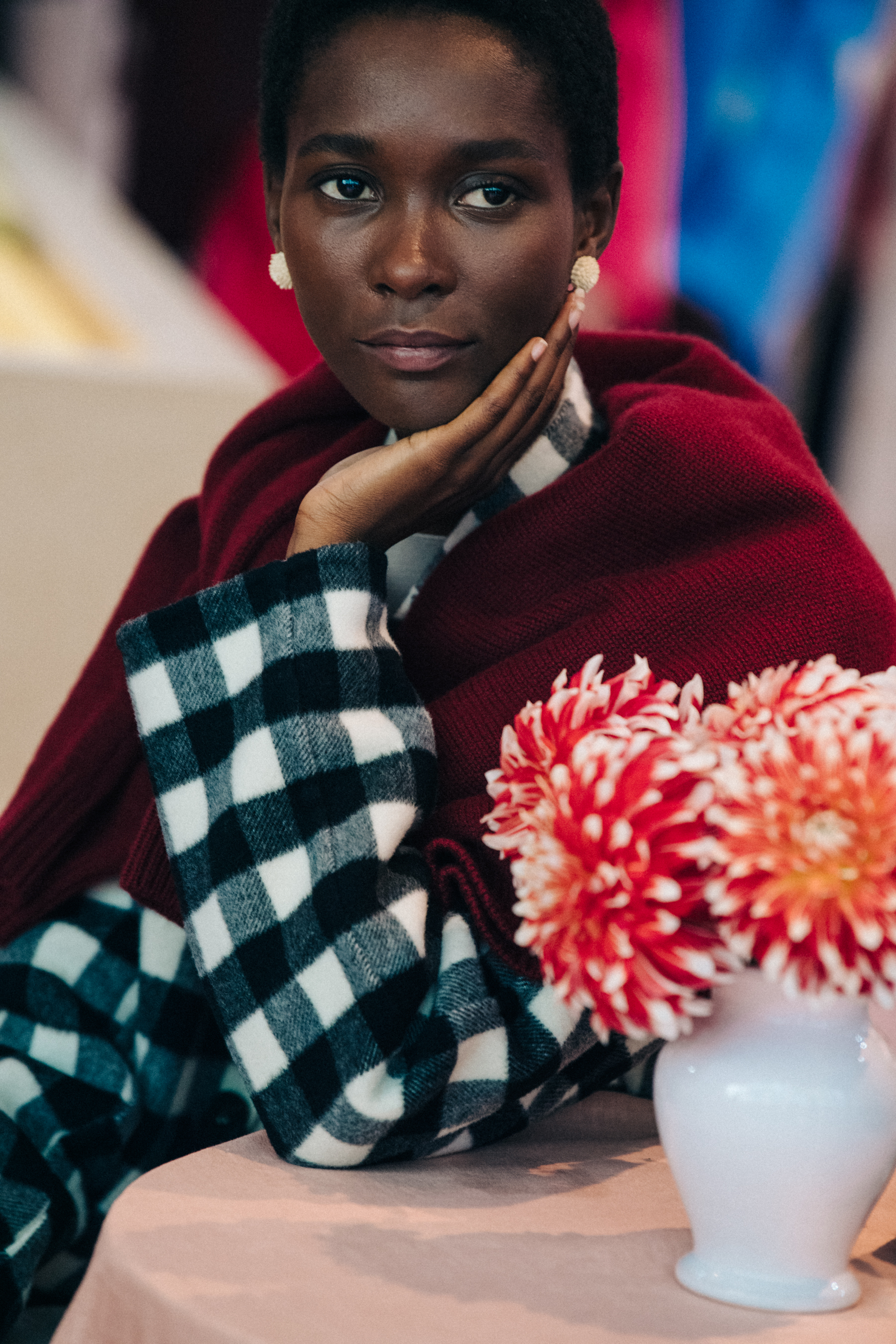 Mahany Pery backstage at Mansur Gavriel
