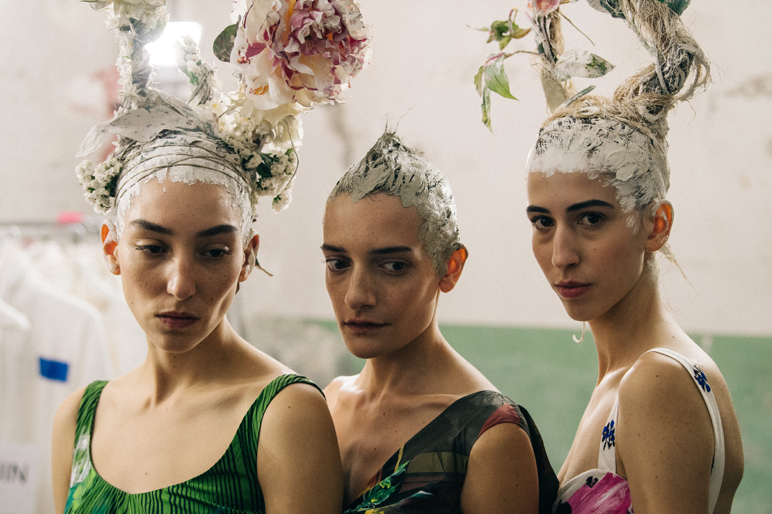 Models with painted white hair