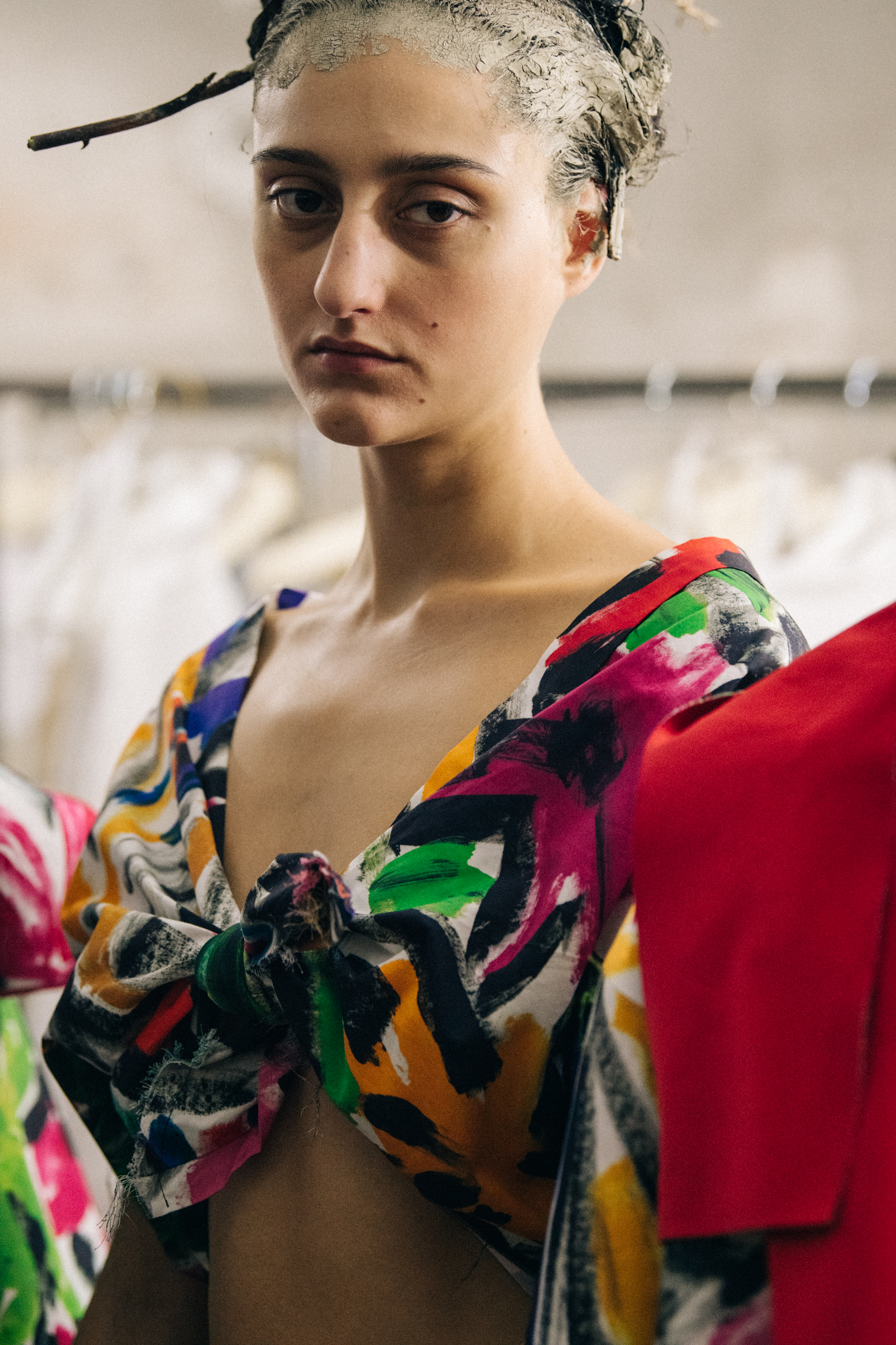 Jess Maybury backstage at Marni