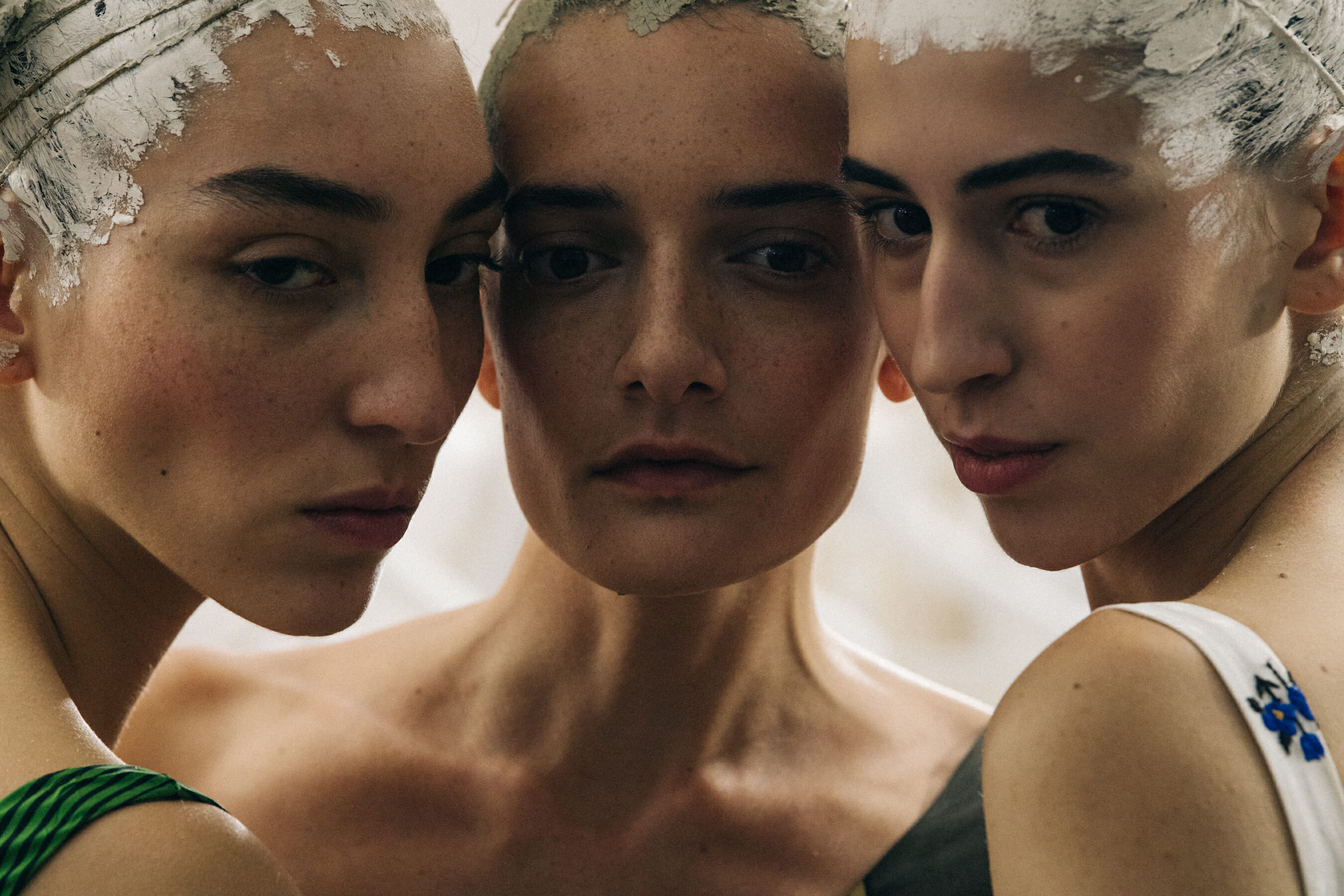 Models with painted white hair