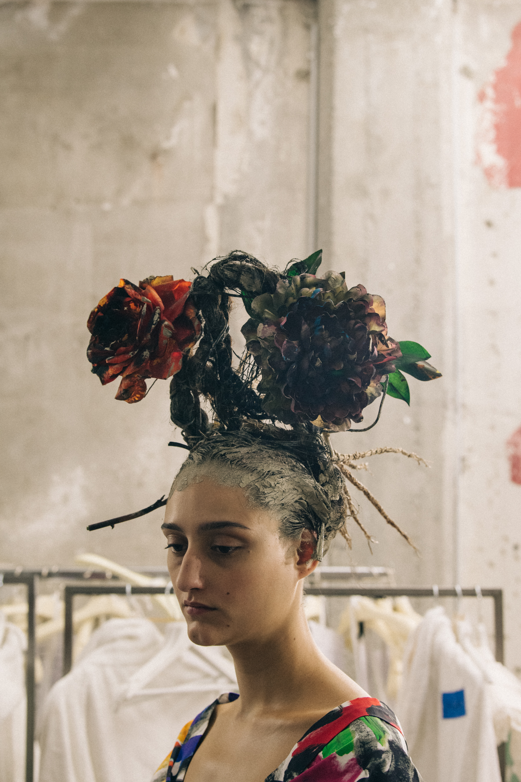 Jess Maybury backstage at Marni