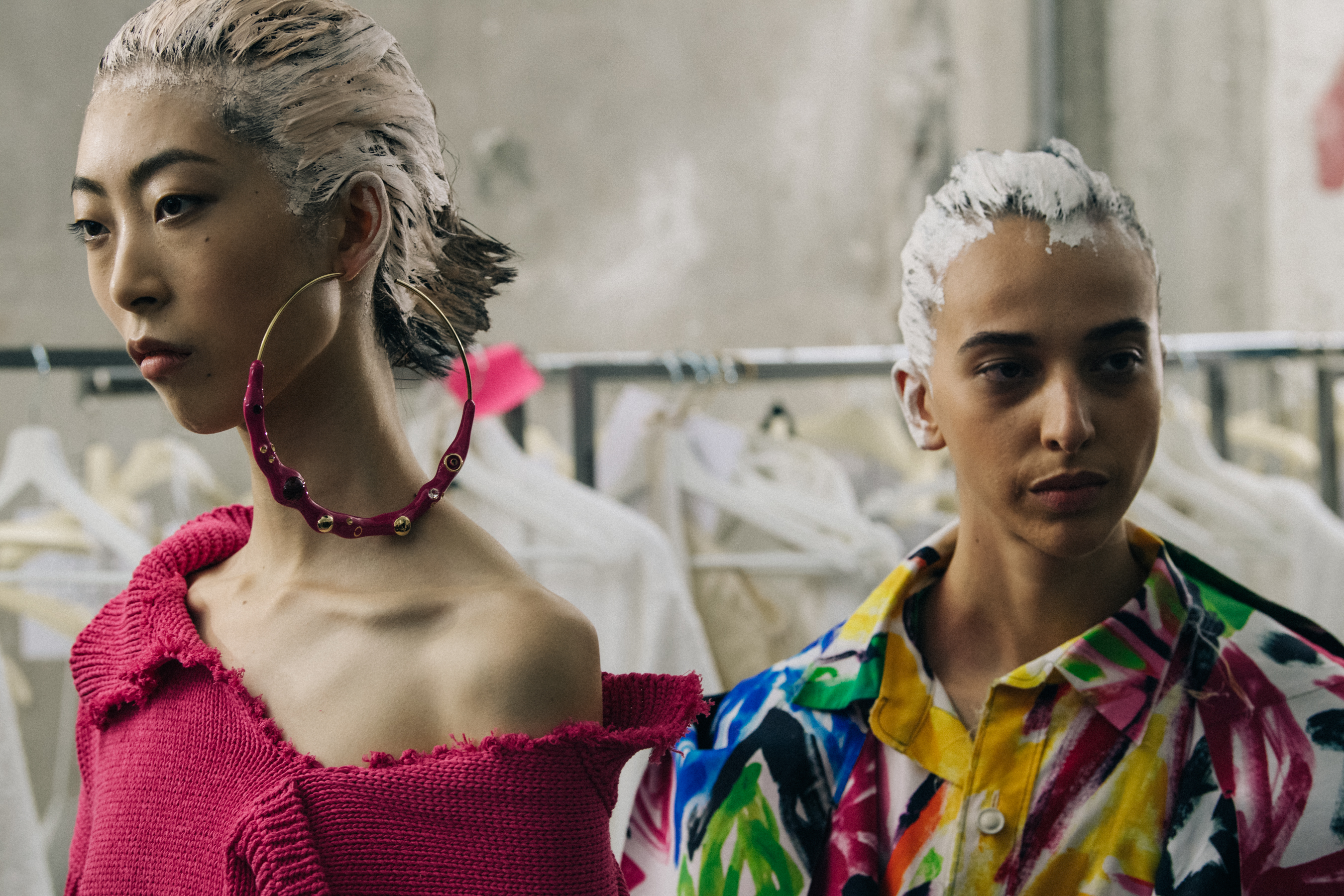 Models wearing colourful dresses at Marni