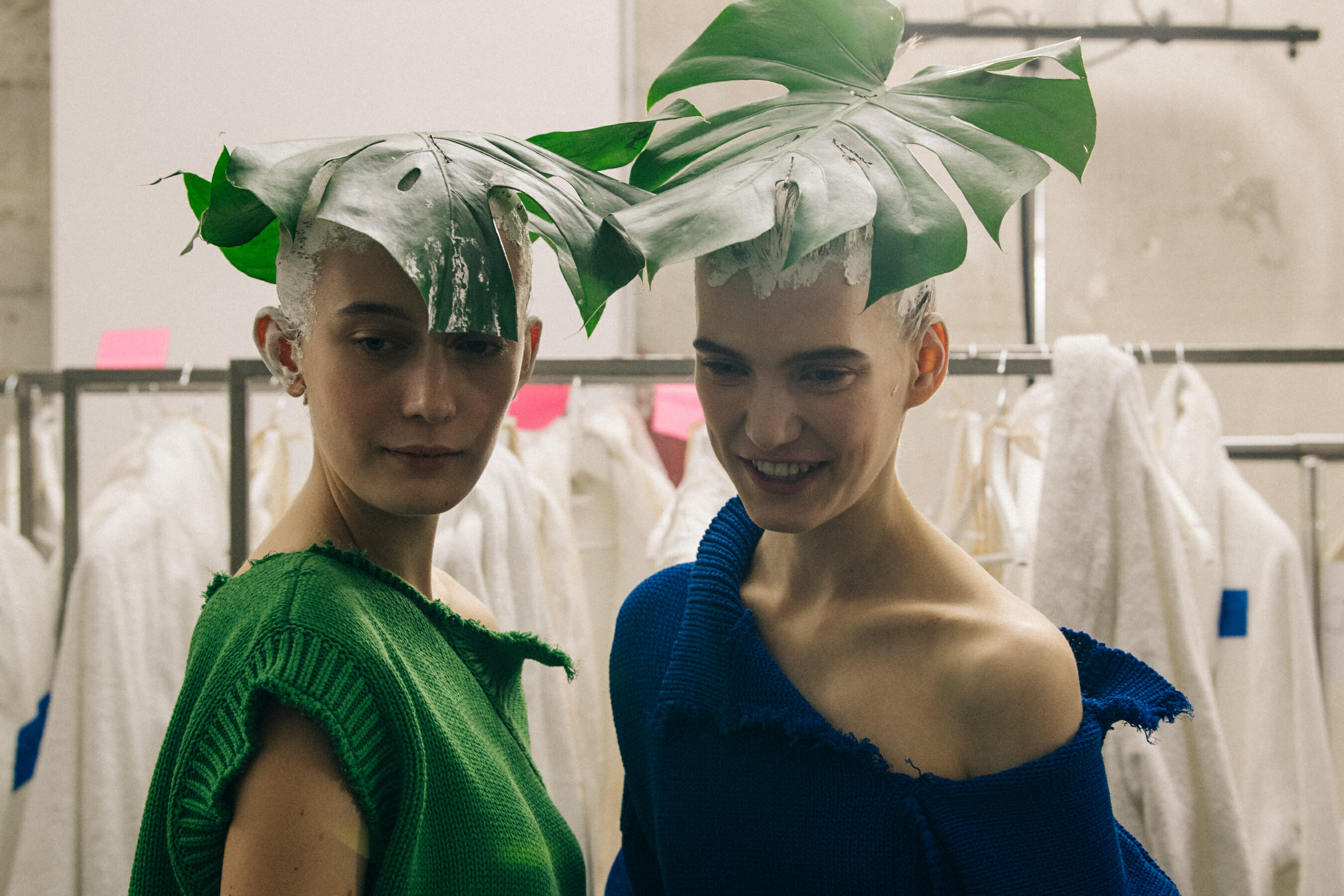Models wearing colourful dresses at Marni