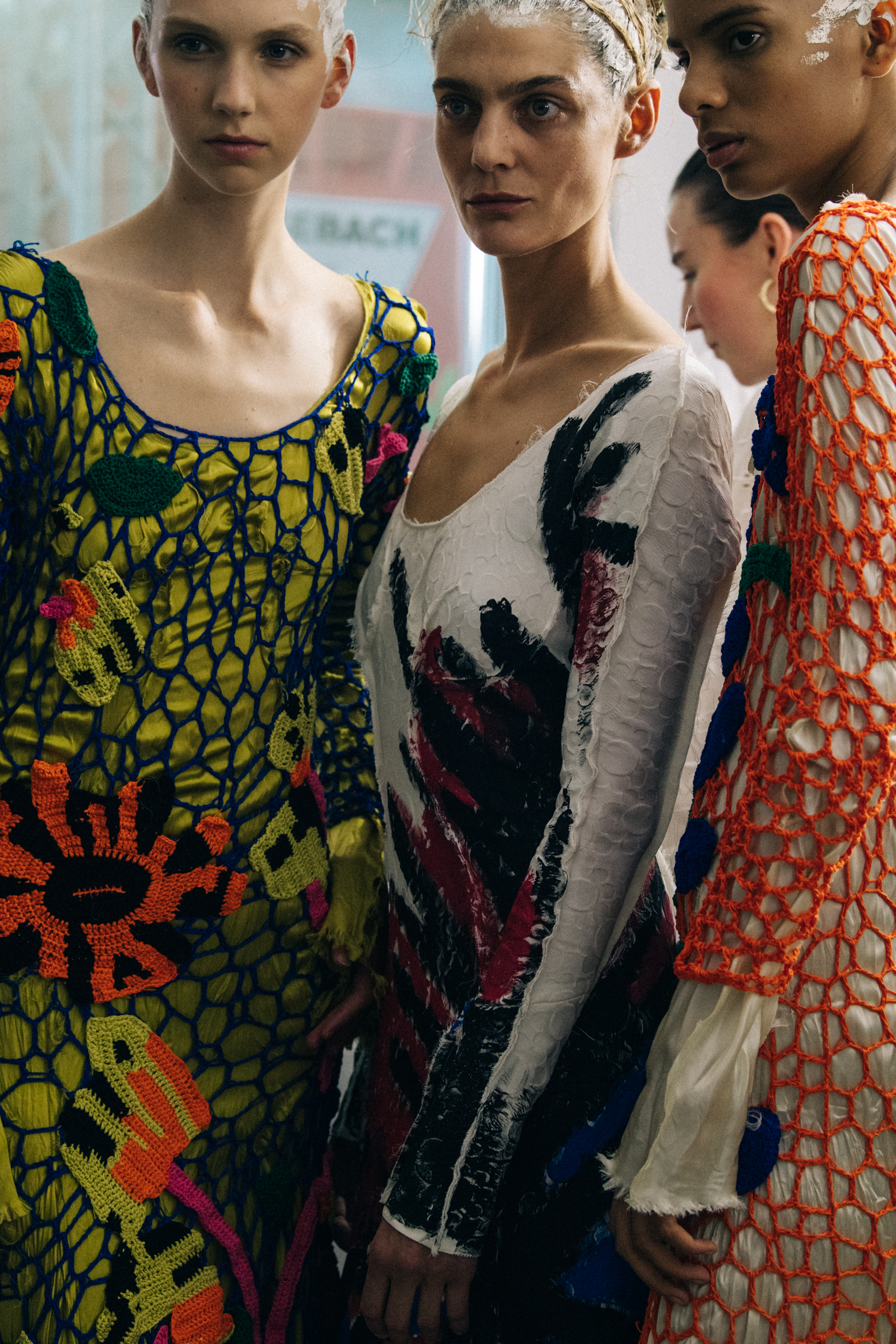 Models wearing colourful dresses at Marni
