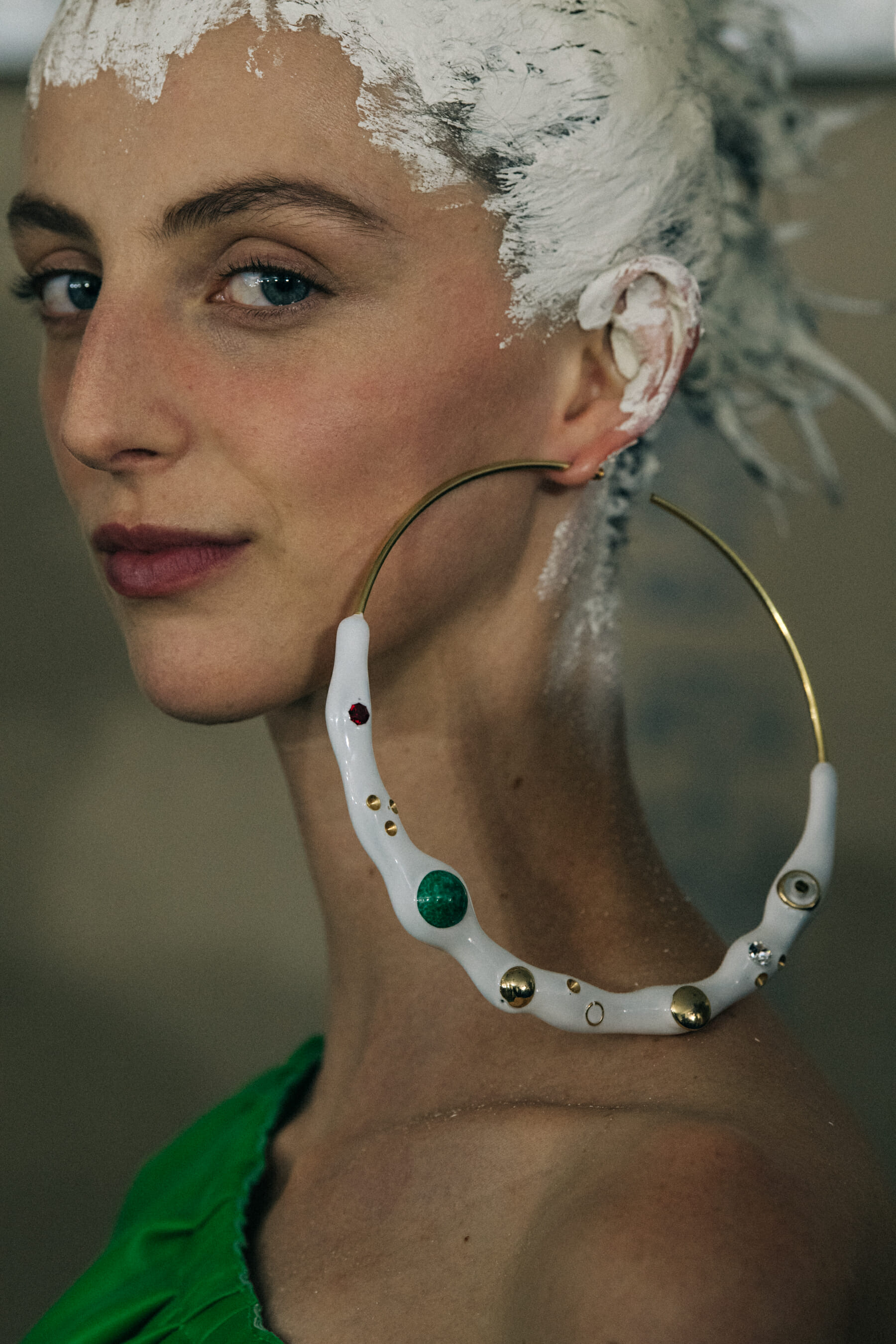 Models with painted white hair