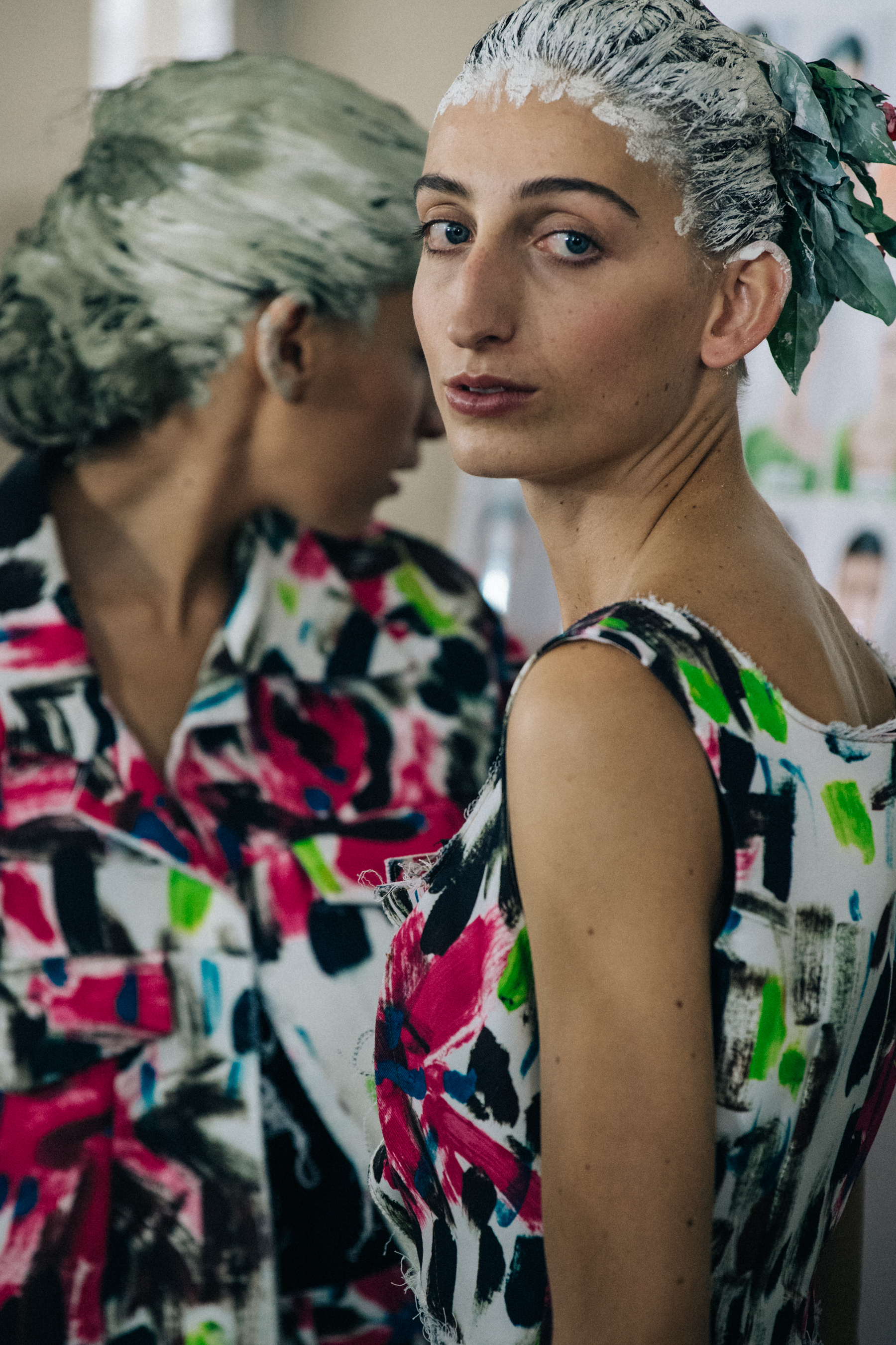 Models wearing colourful dresses at Marni