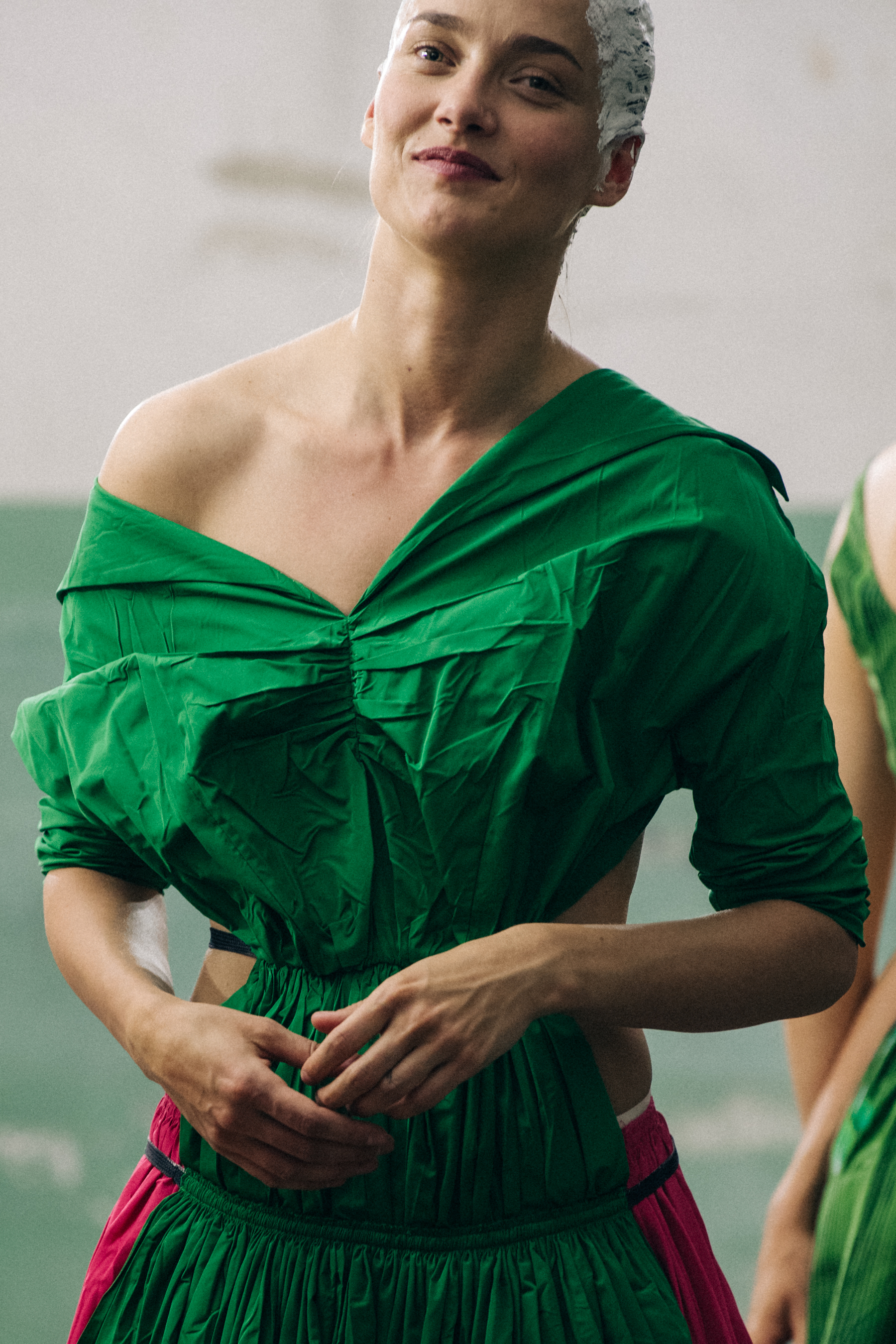Karmen Pedaru backstage at Marni