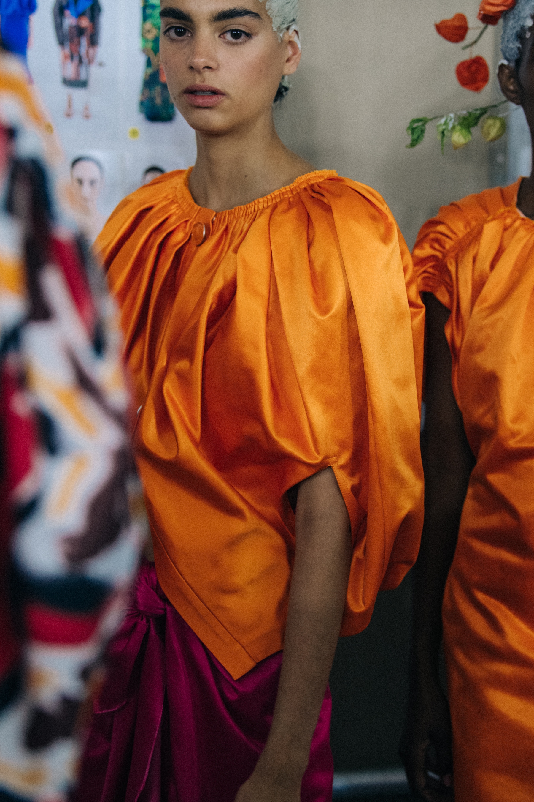Models wearing colourful dresses at Marni