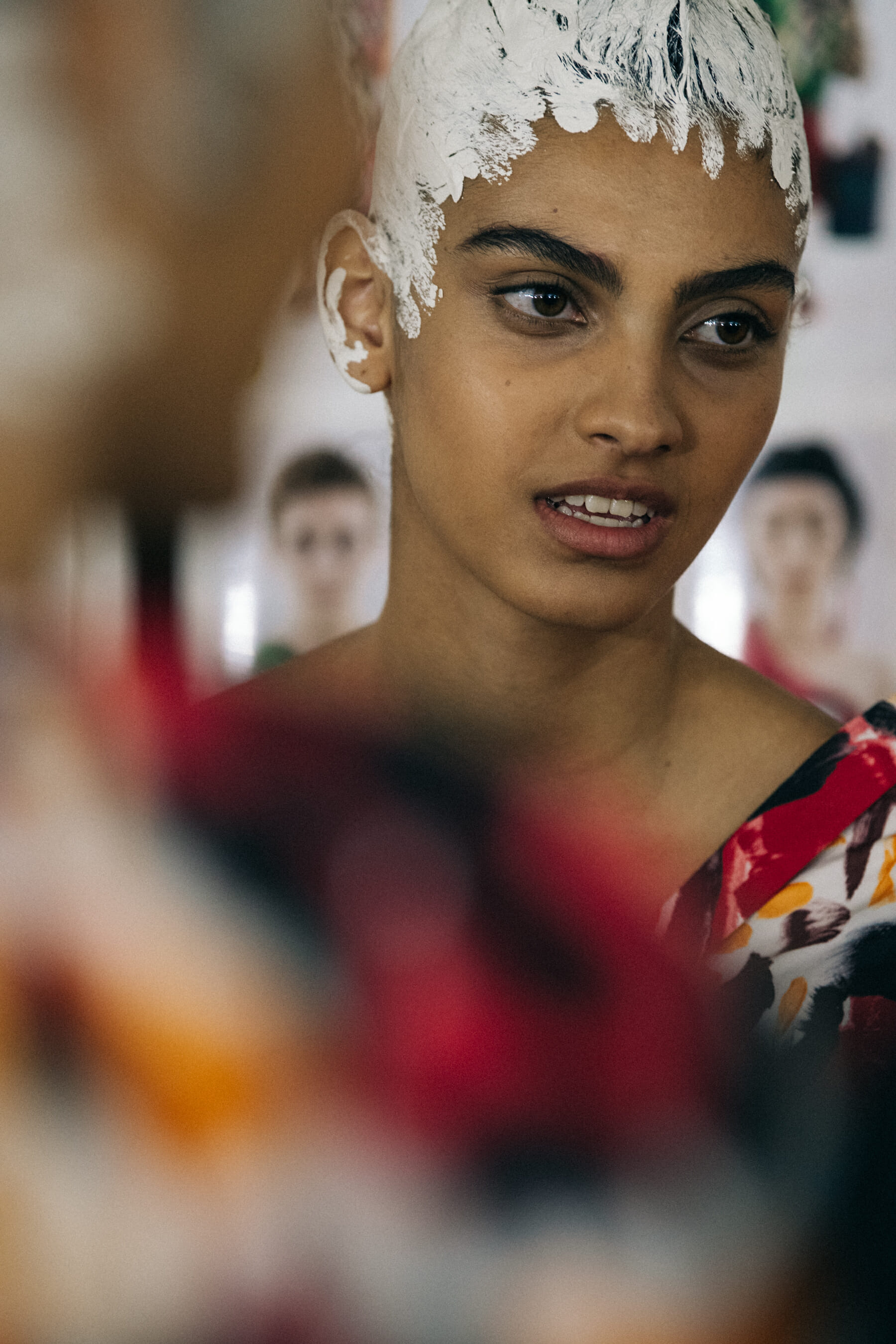 Models with painted white hair