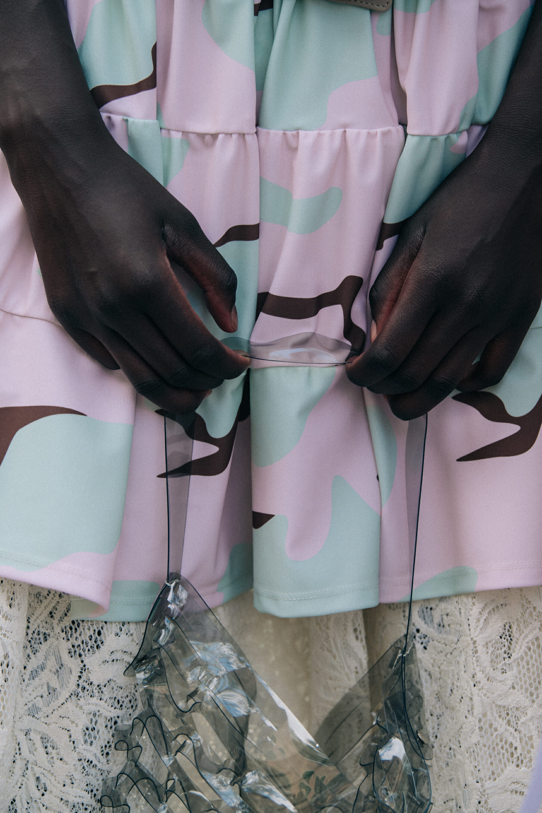 Model carrying bag at Maryam Nassir Zadeh