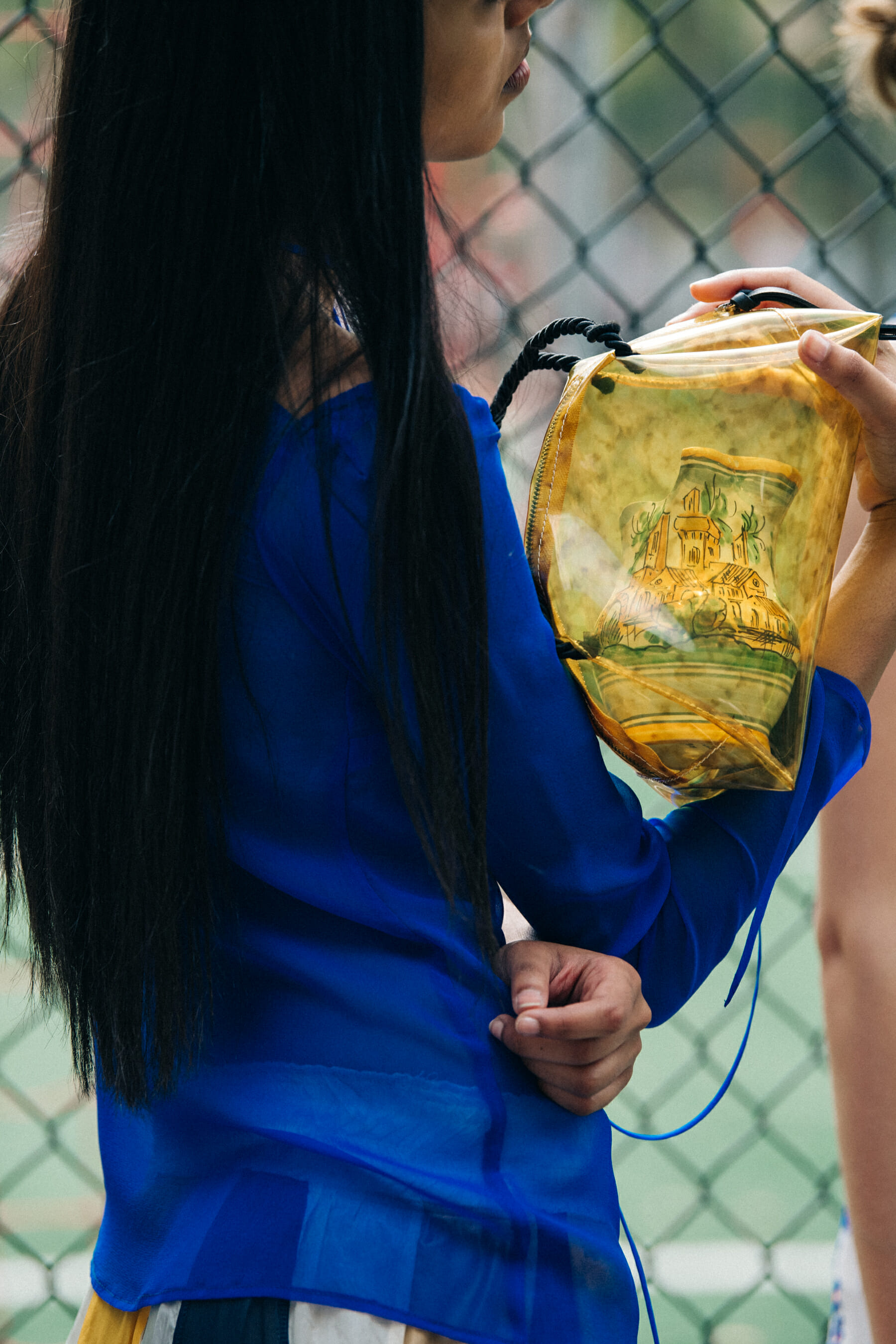 Model carrying bag at Maryam Nassir Zadeh