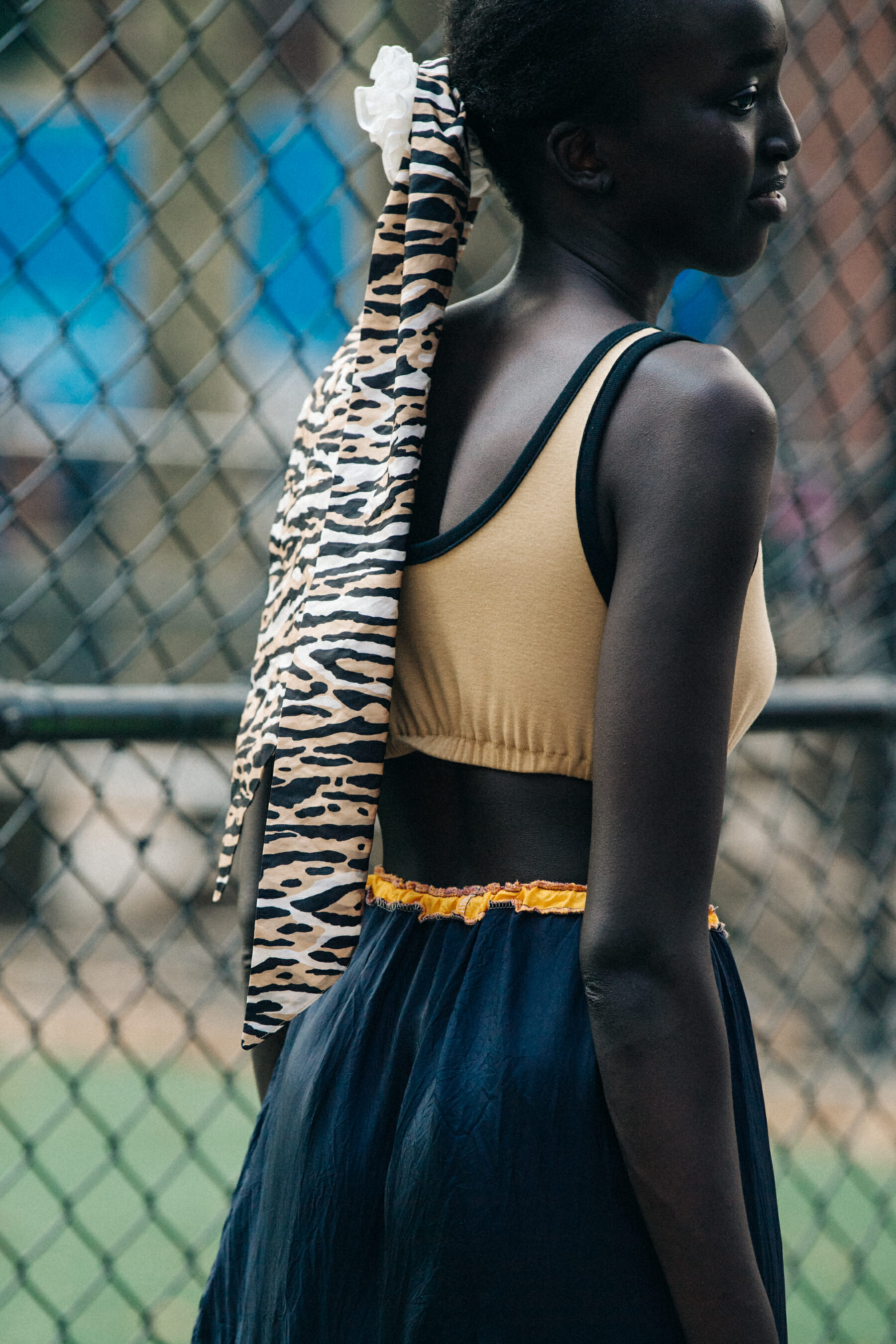 Model wearing crop top at Maryam Nassir Zadeh