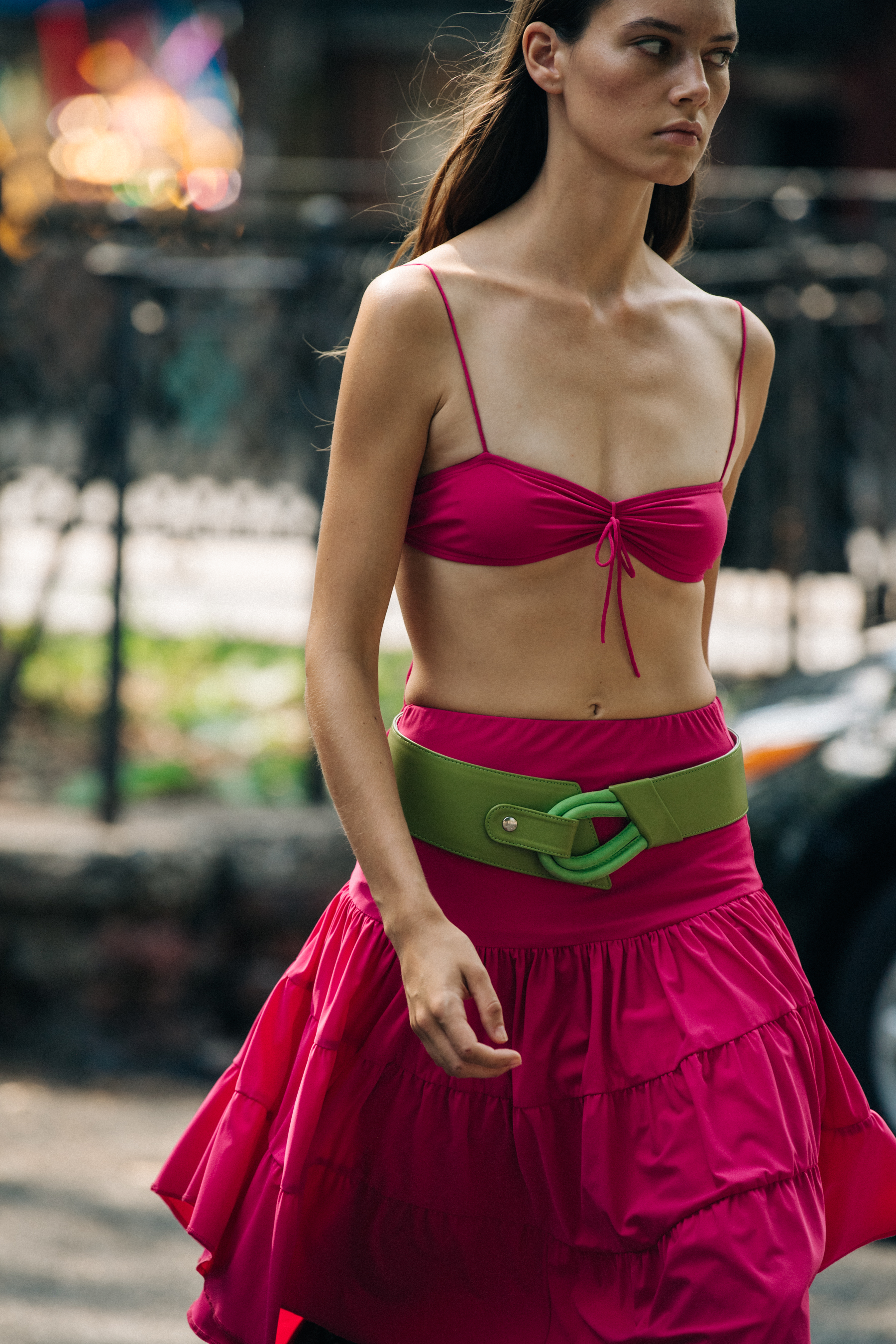 Model wearing crop top at Maryam Nassir Zadeh