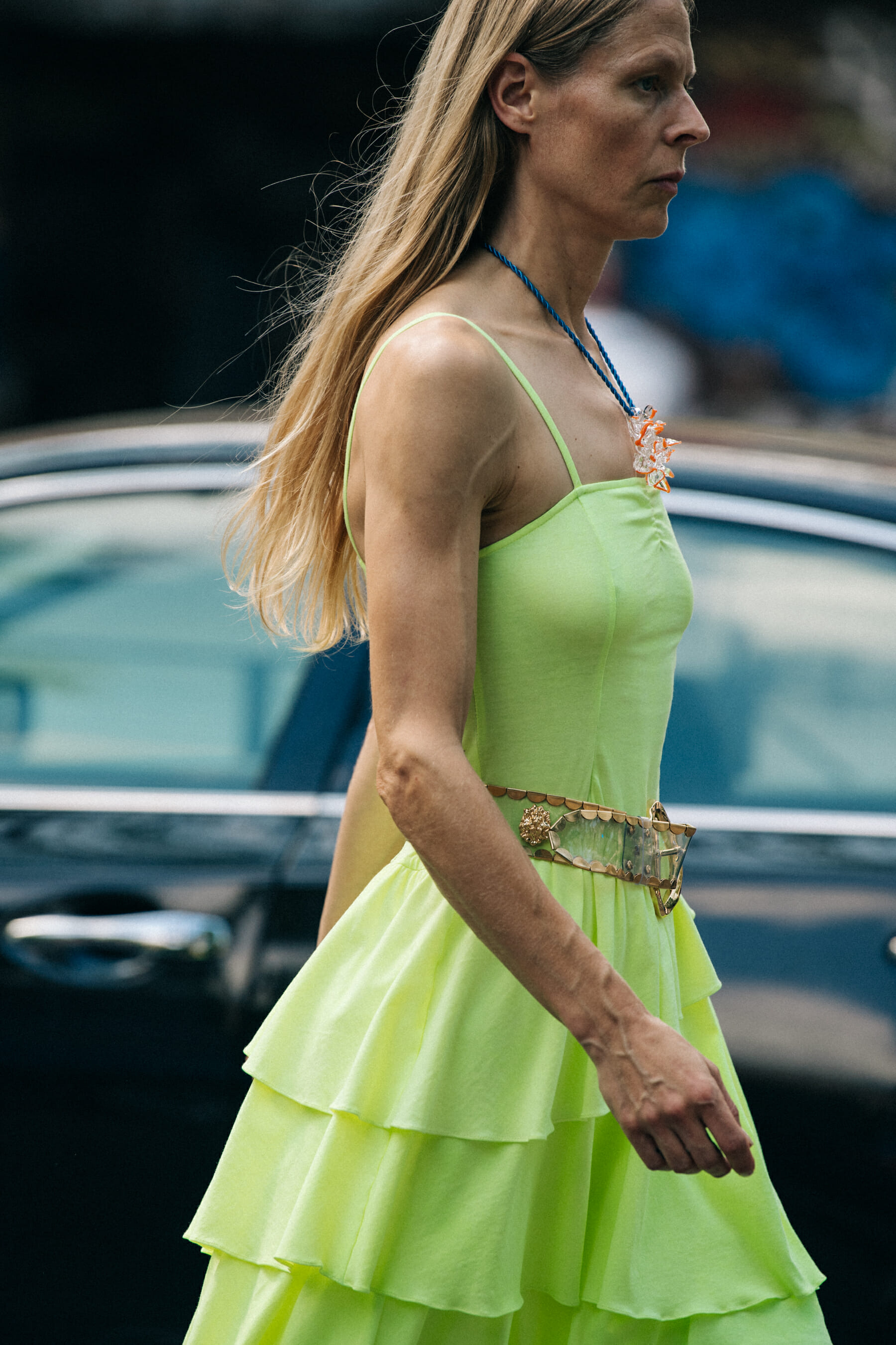Model wearing green at Maryam Nassir Zadeh