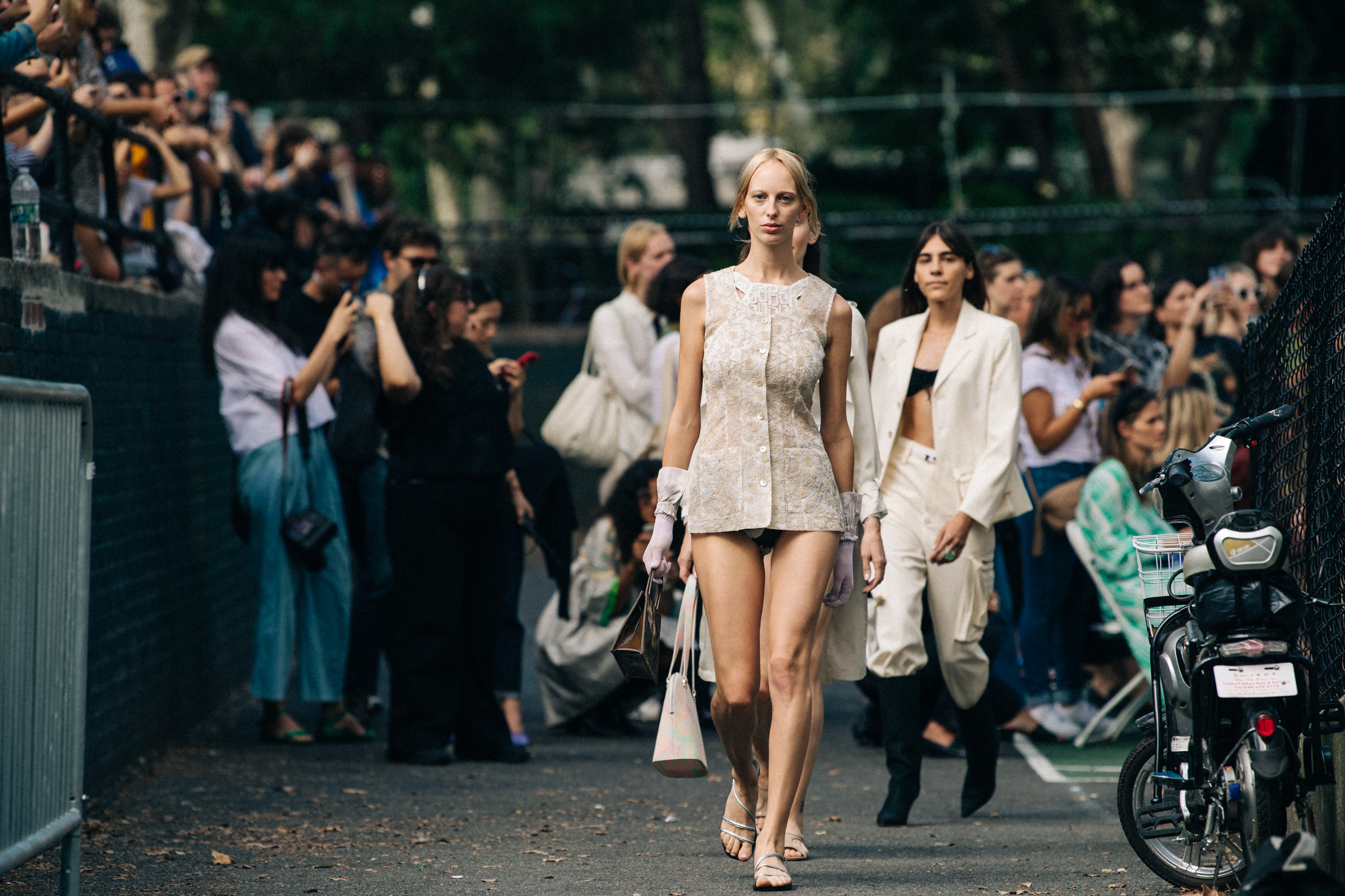 Lili Sumner backstage at Maryam Nassir Zadeh