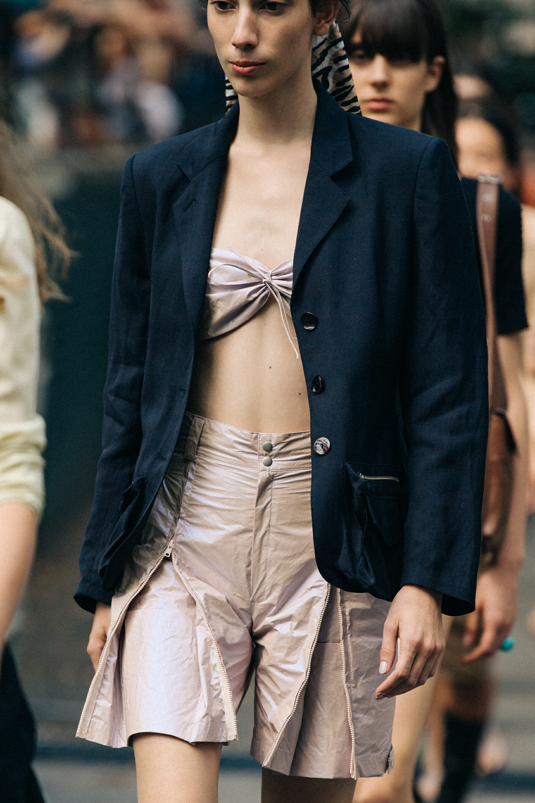 Model wearing crop top at Maryam Nassir Zadeh