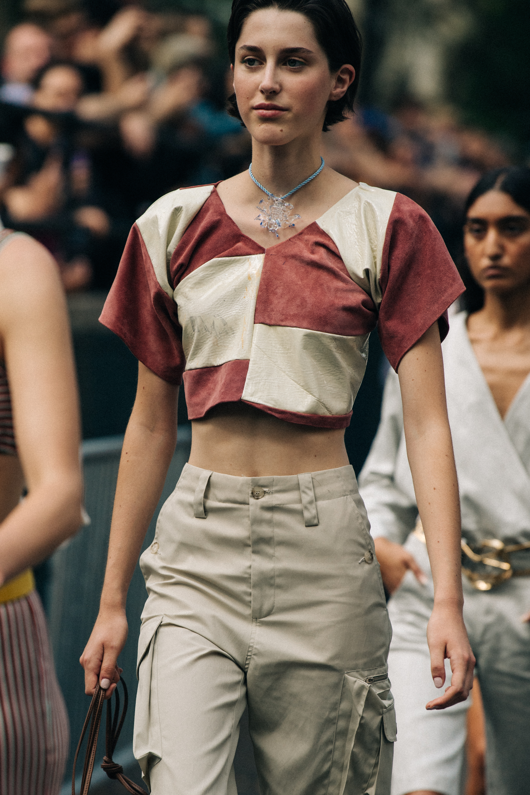Model wearing crop top at Maryam Nassir Zadeh