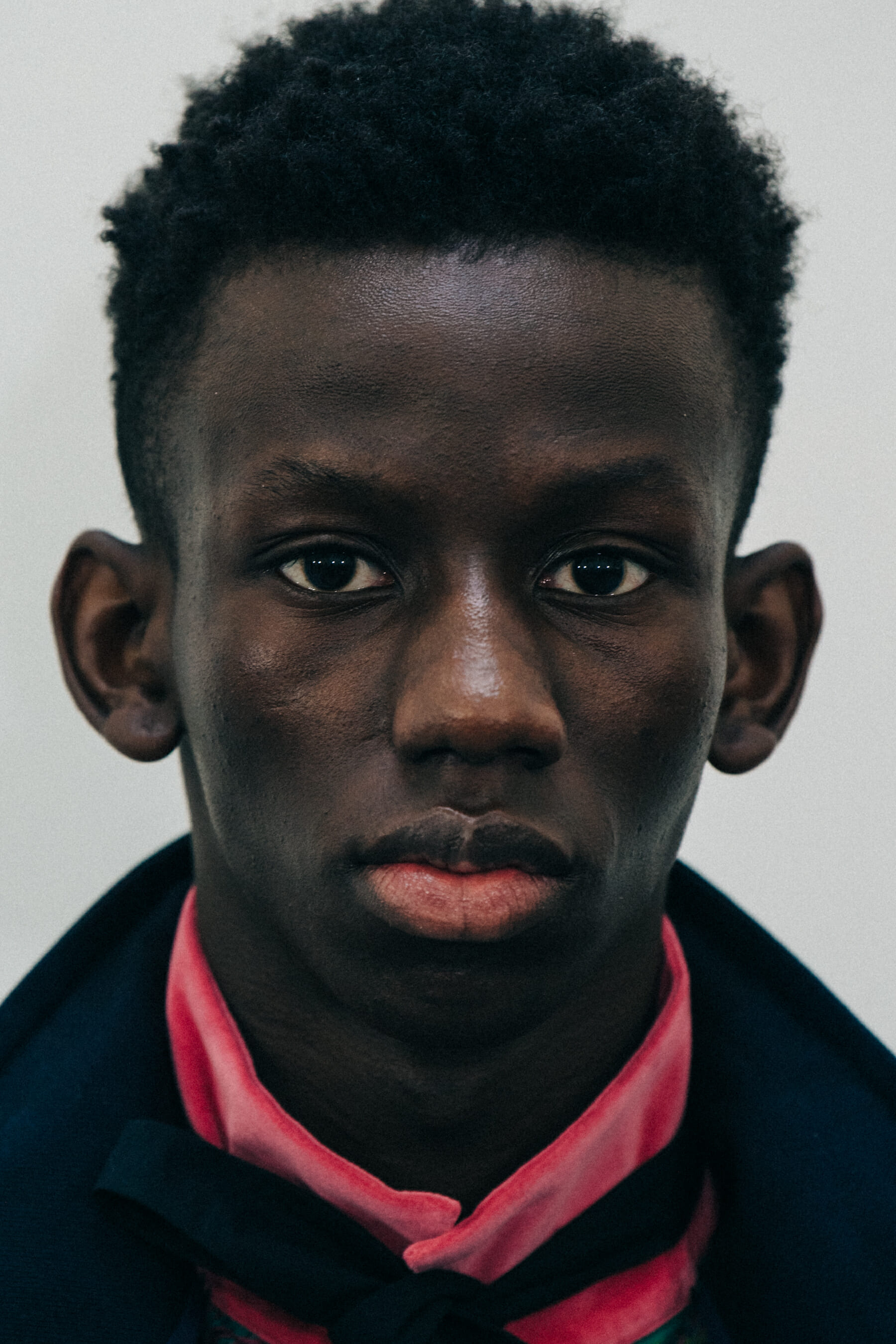 Portrait of model with shaved head