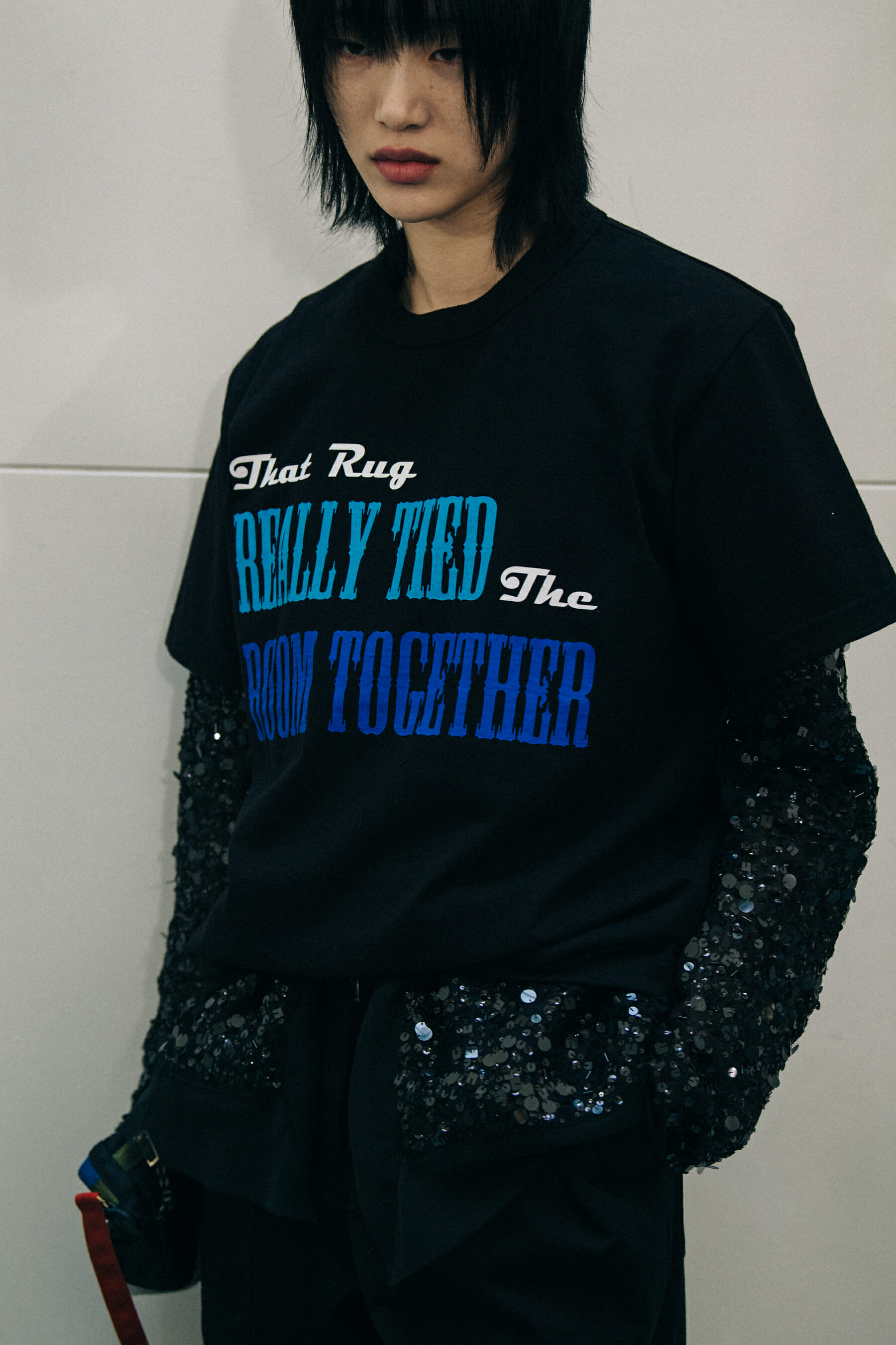 Sora Choi backstage at Sacai