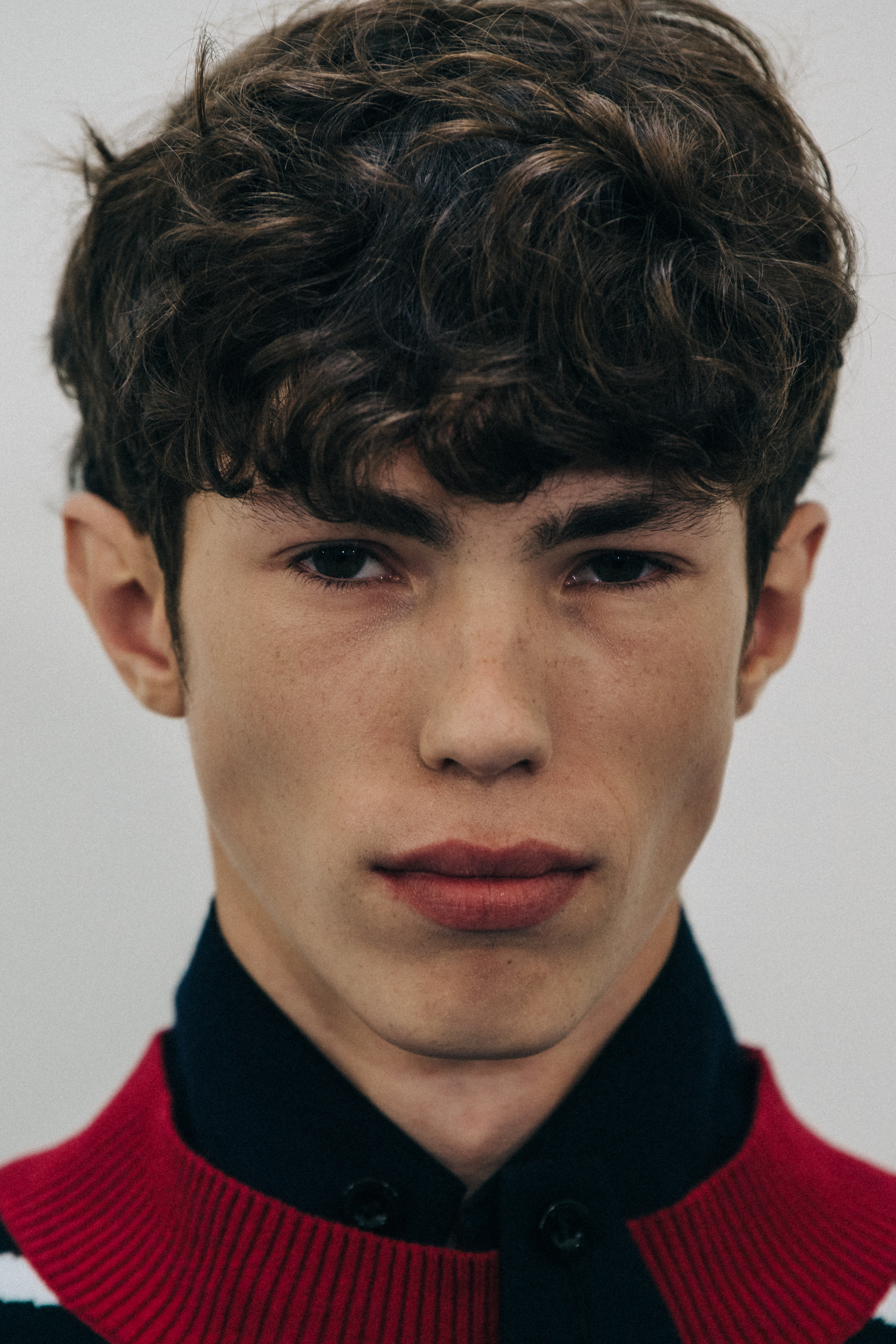 Portrait of model with short brown hair