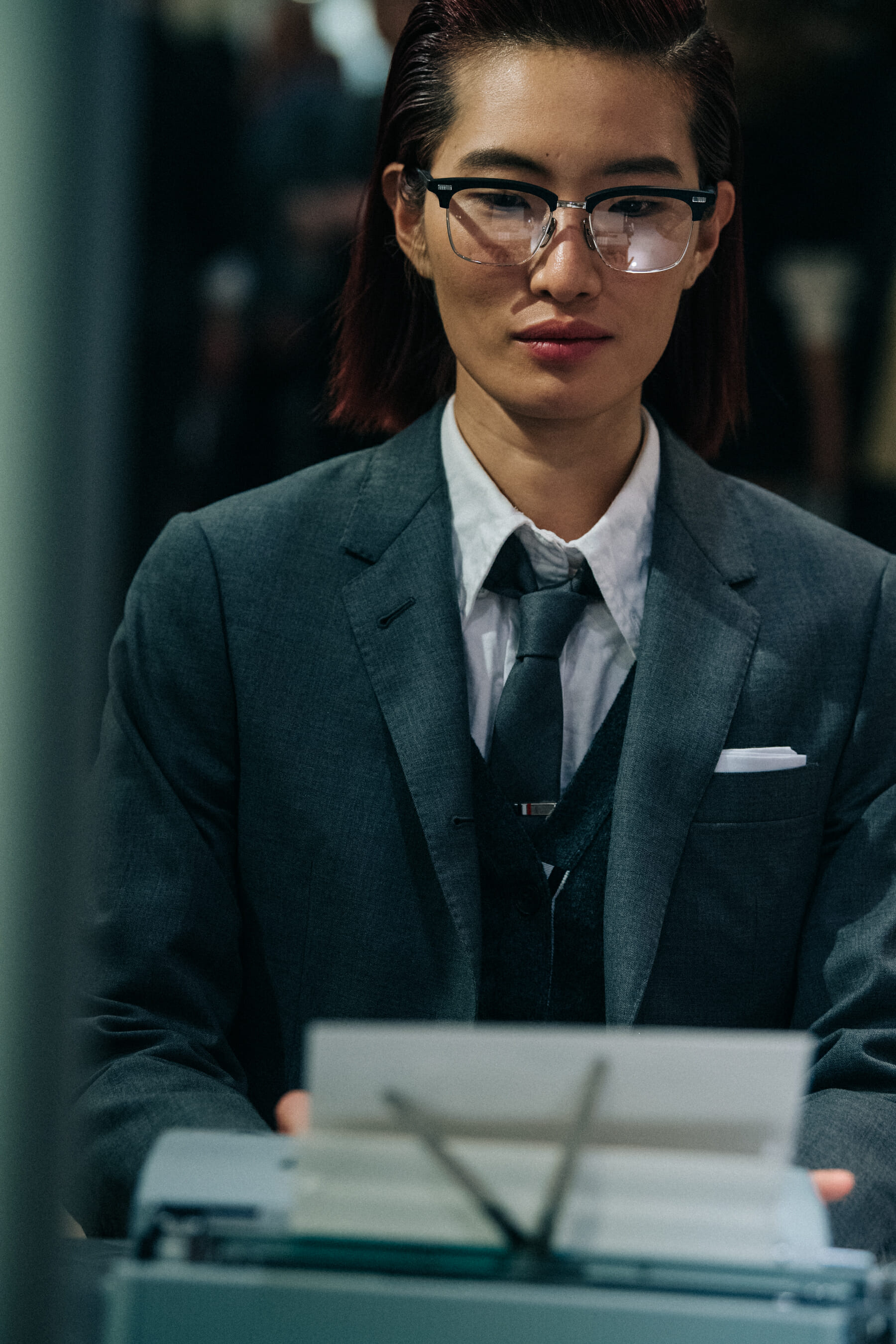 Models wearing Thom Browne suits