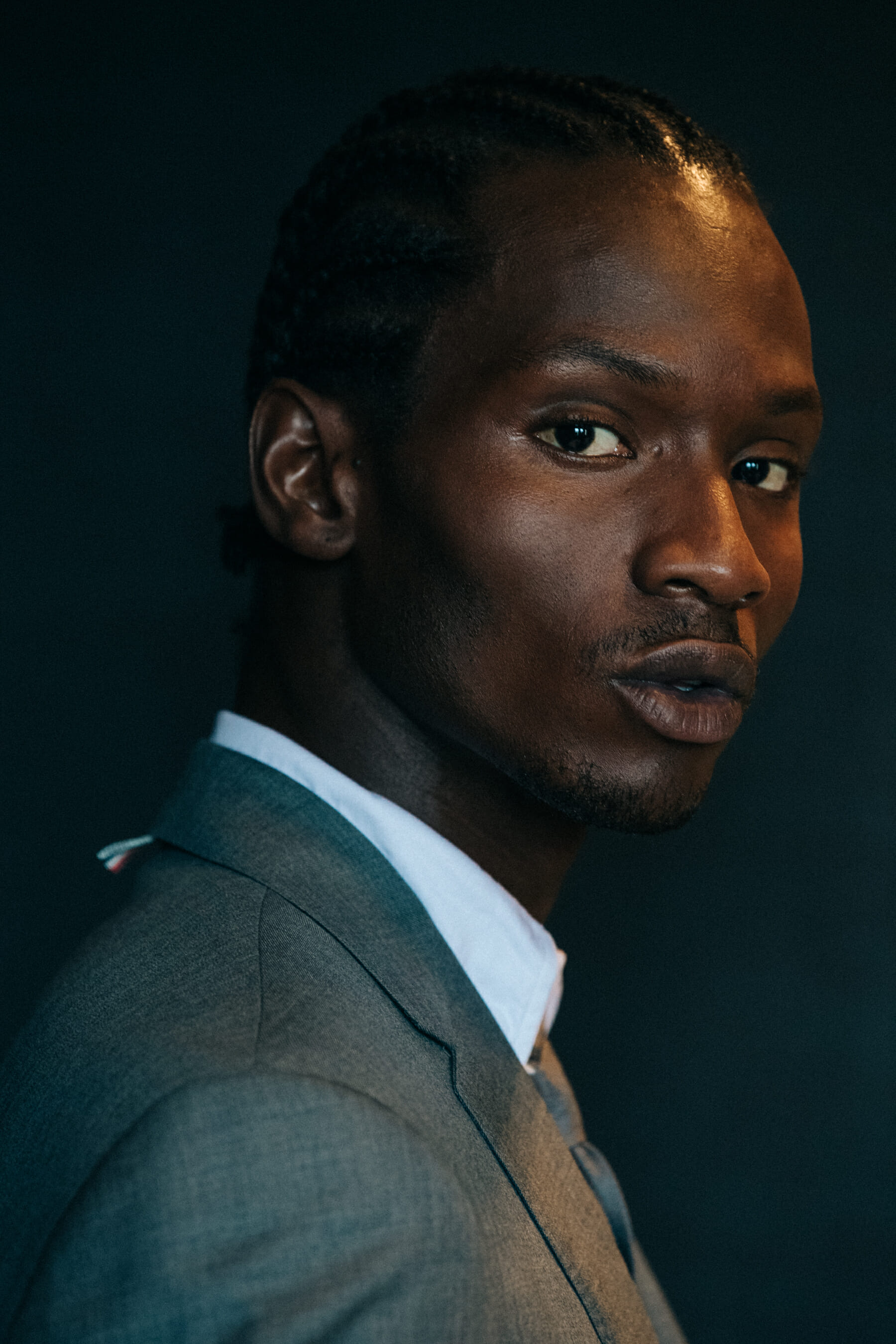 Adonis Bosso backstage at Thom Browne