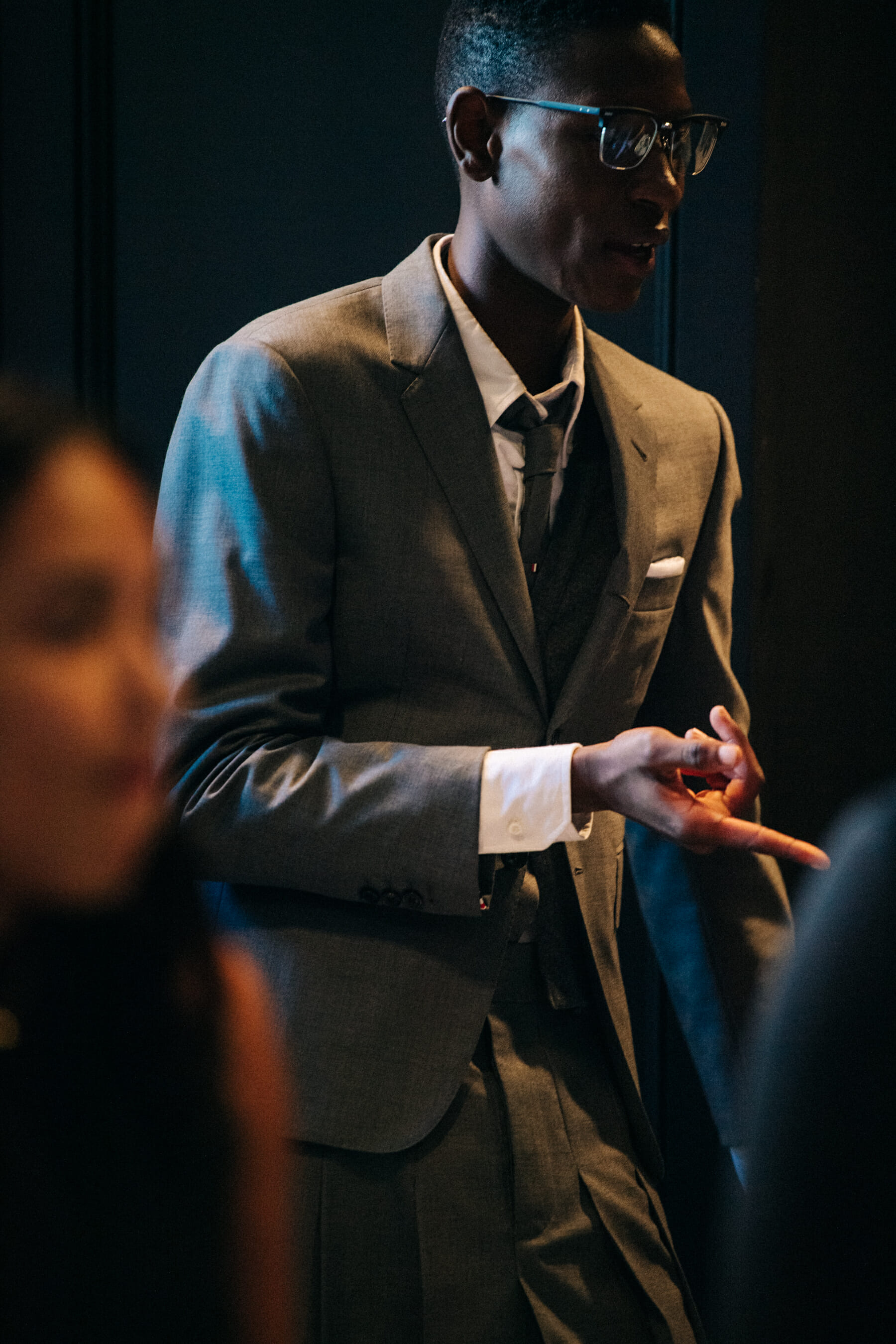 Models wearing Thom Browne suits