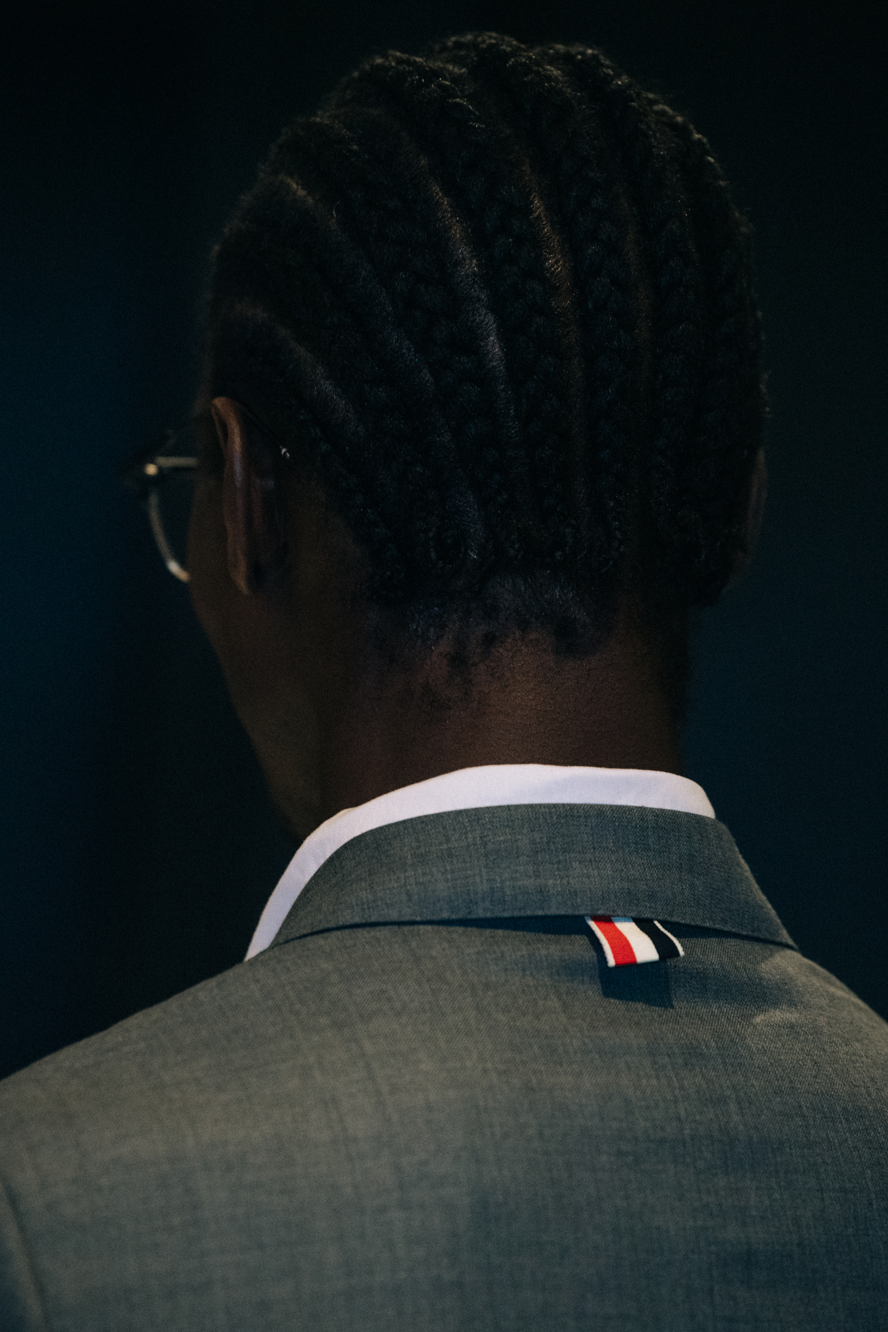 Adonis Bosso backstage at Thom Browne