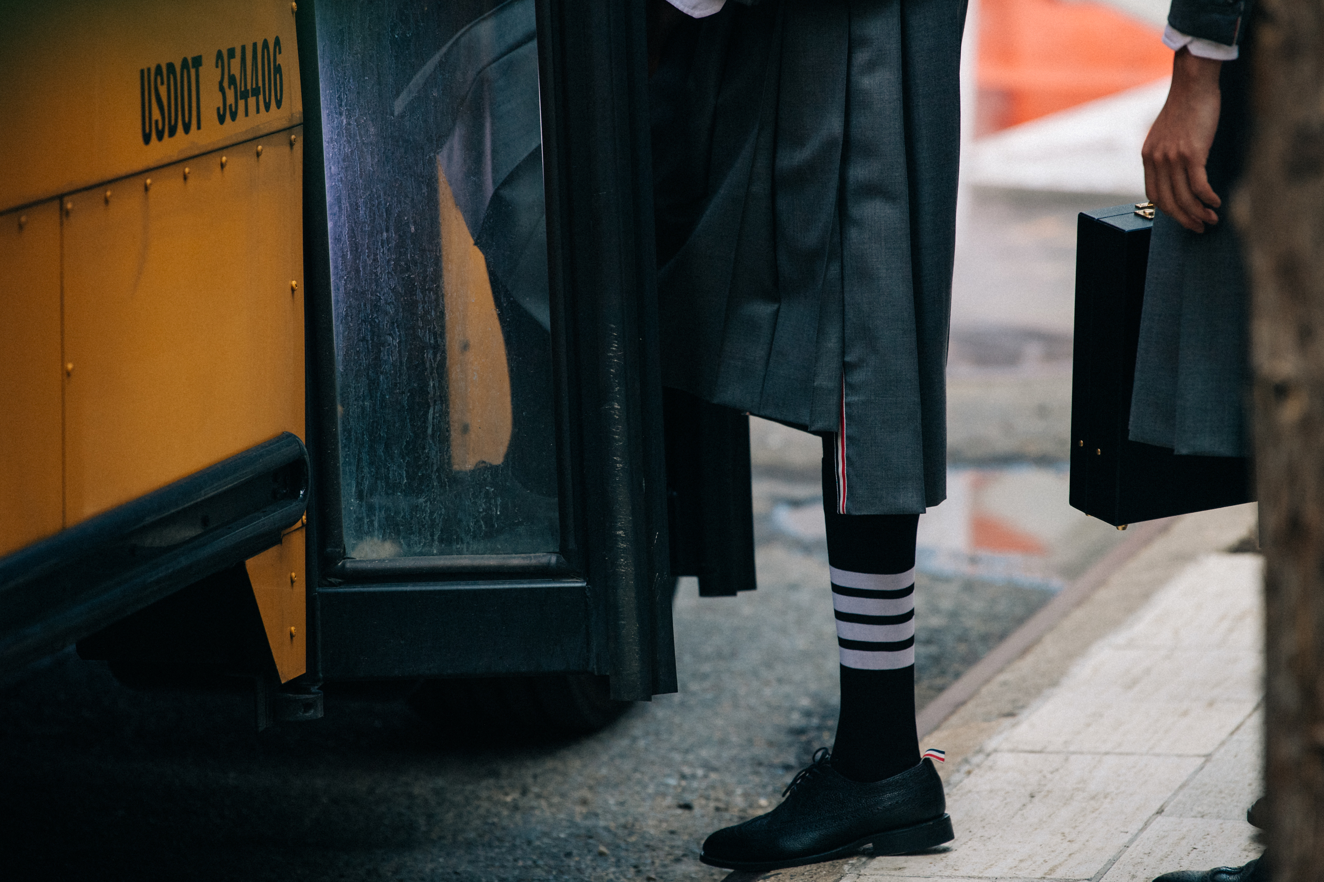 Models wearing Thom Browne suits