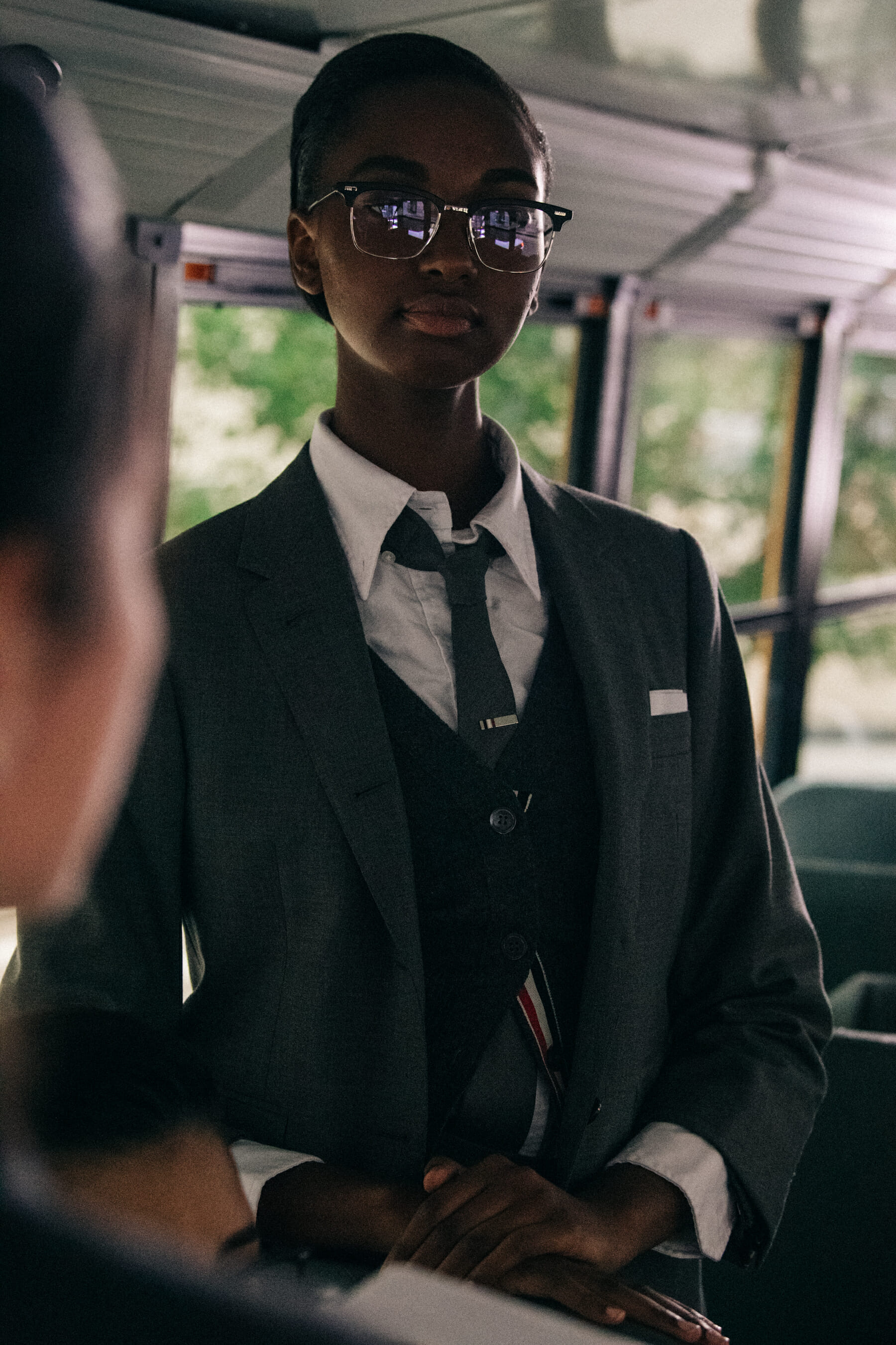 Models wearing Thom Browne suits