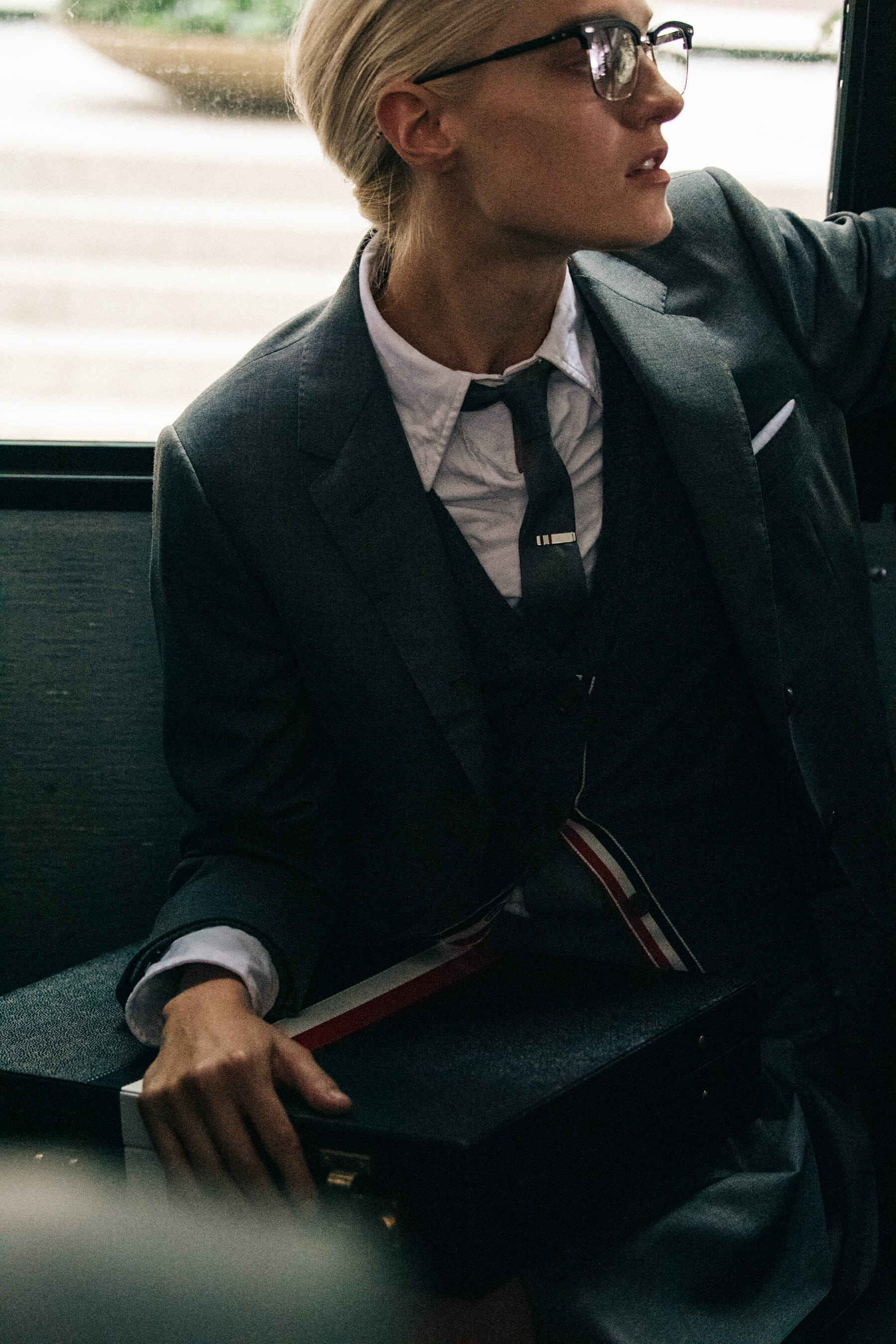 Abby Hendershot backstage at Thom Browne