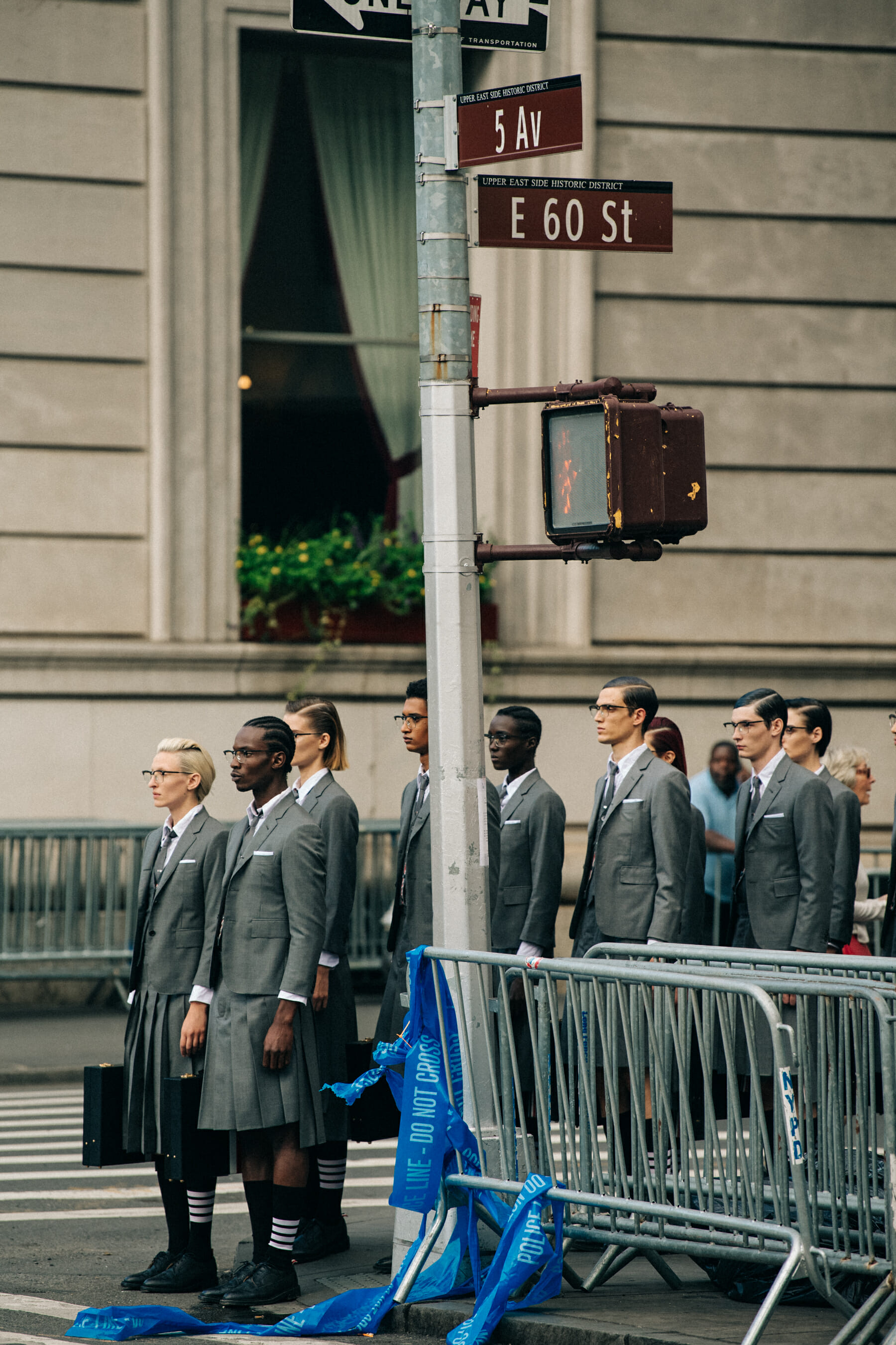 Maggie Maurer backstage at Thom Browne