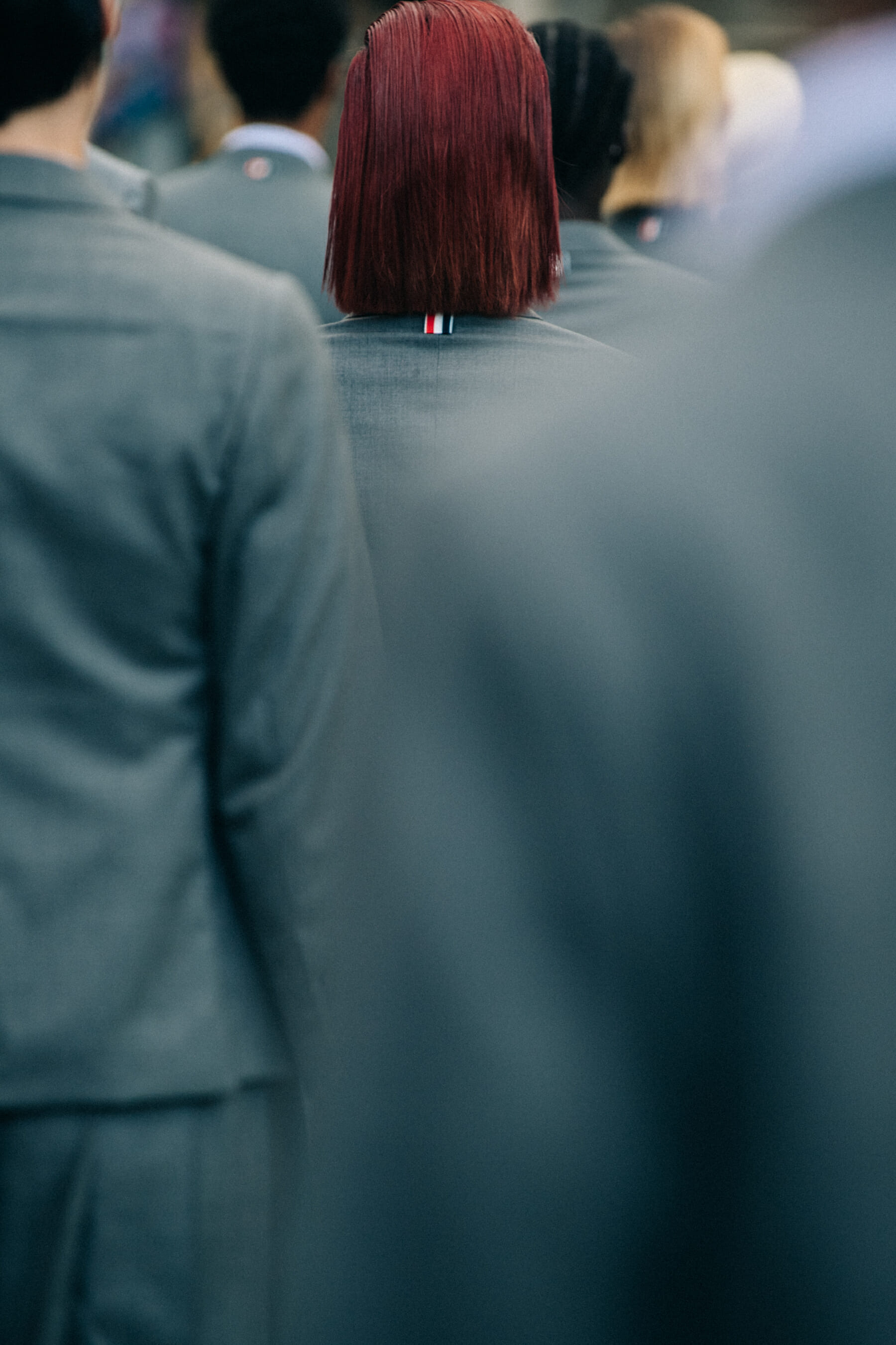 Models wearing Thom Browne suits