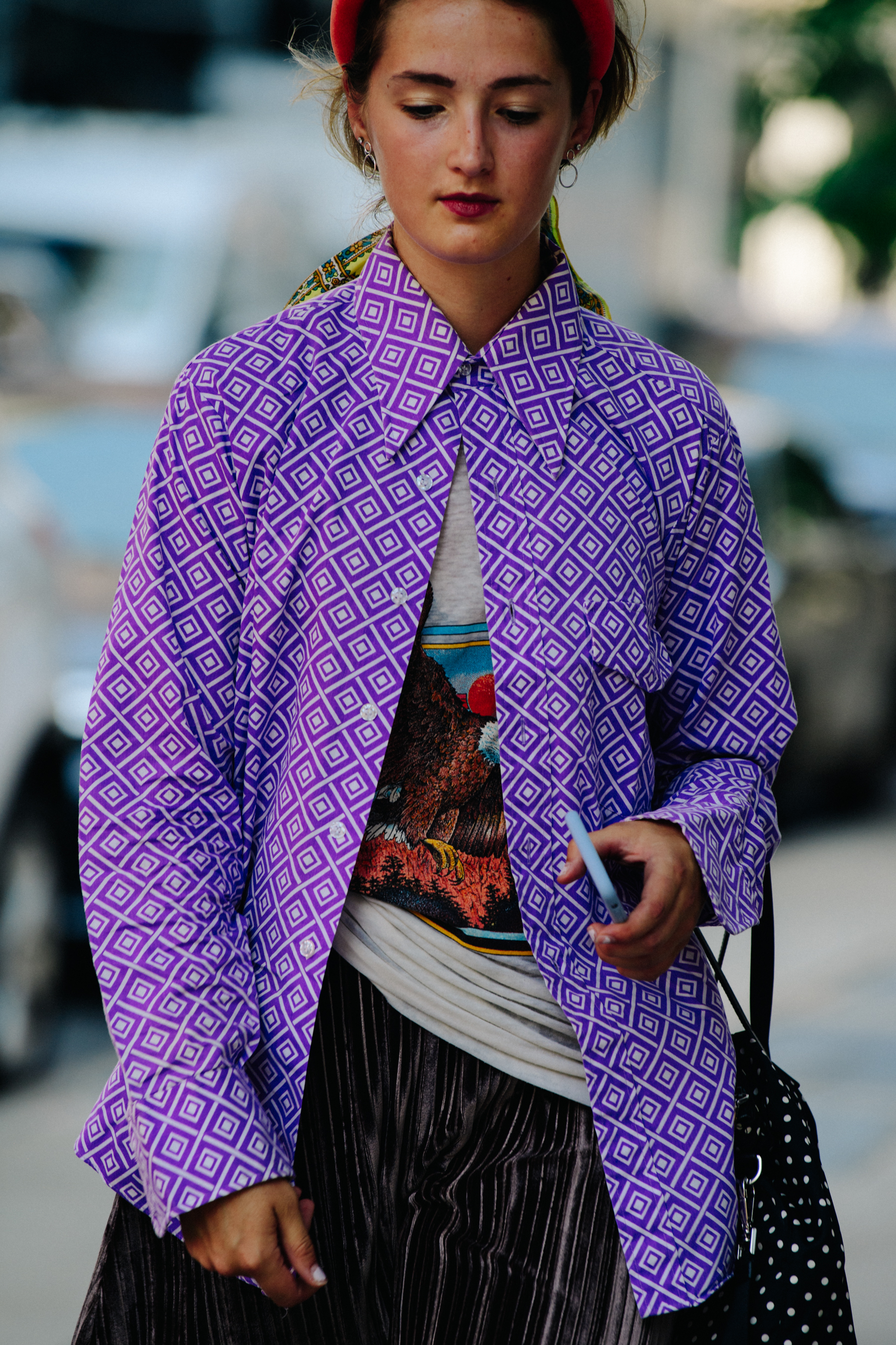 Woman wearing pattern shirt