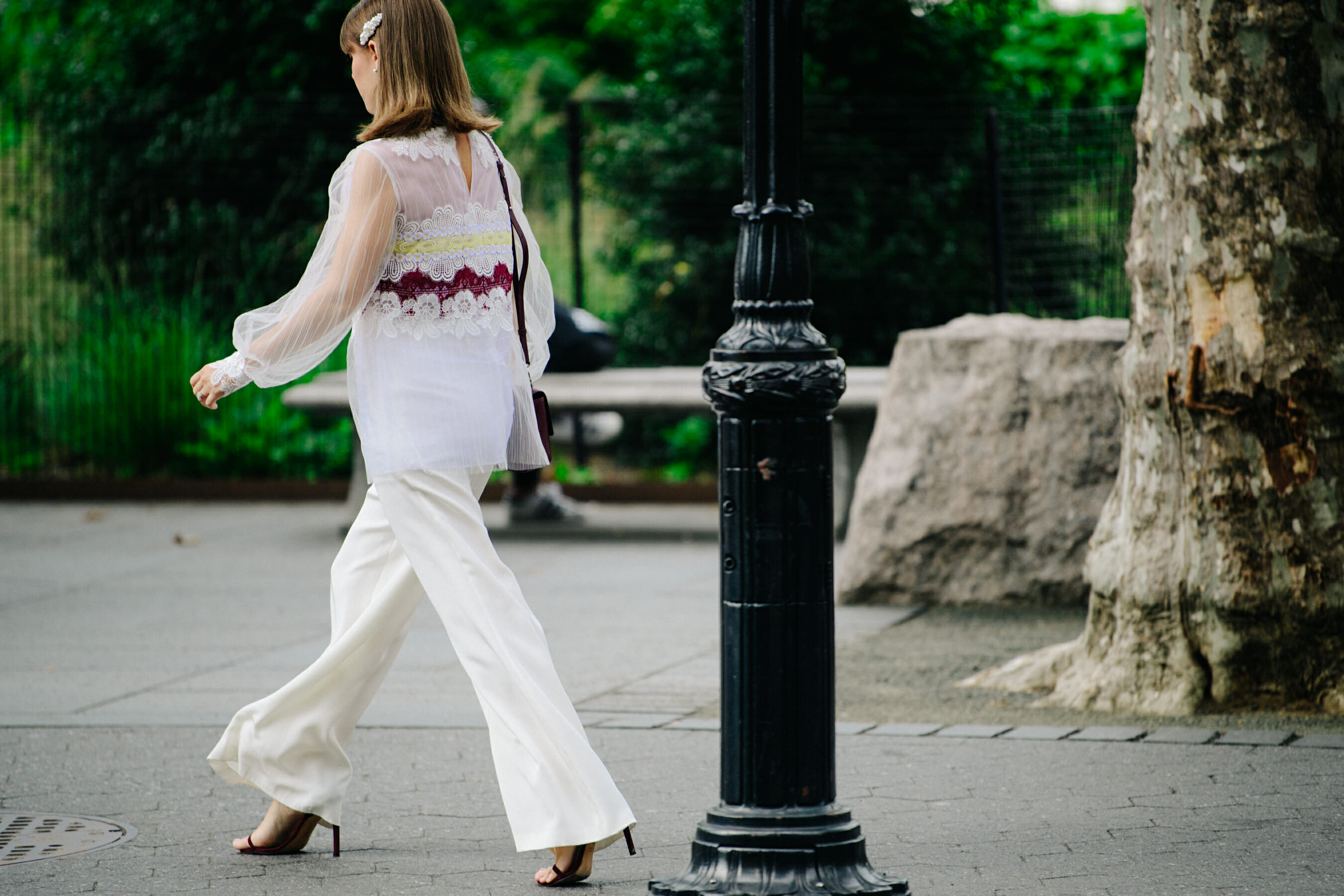 Woman wearing white outfit
