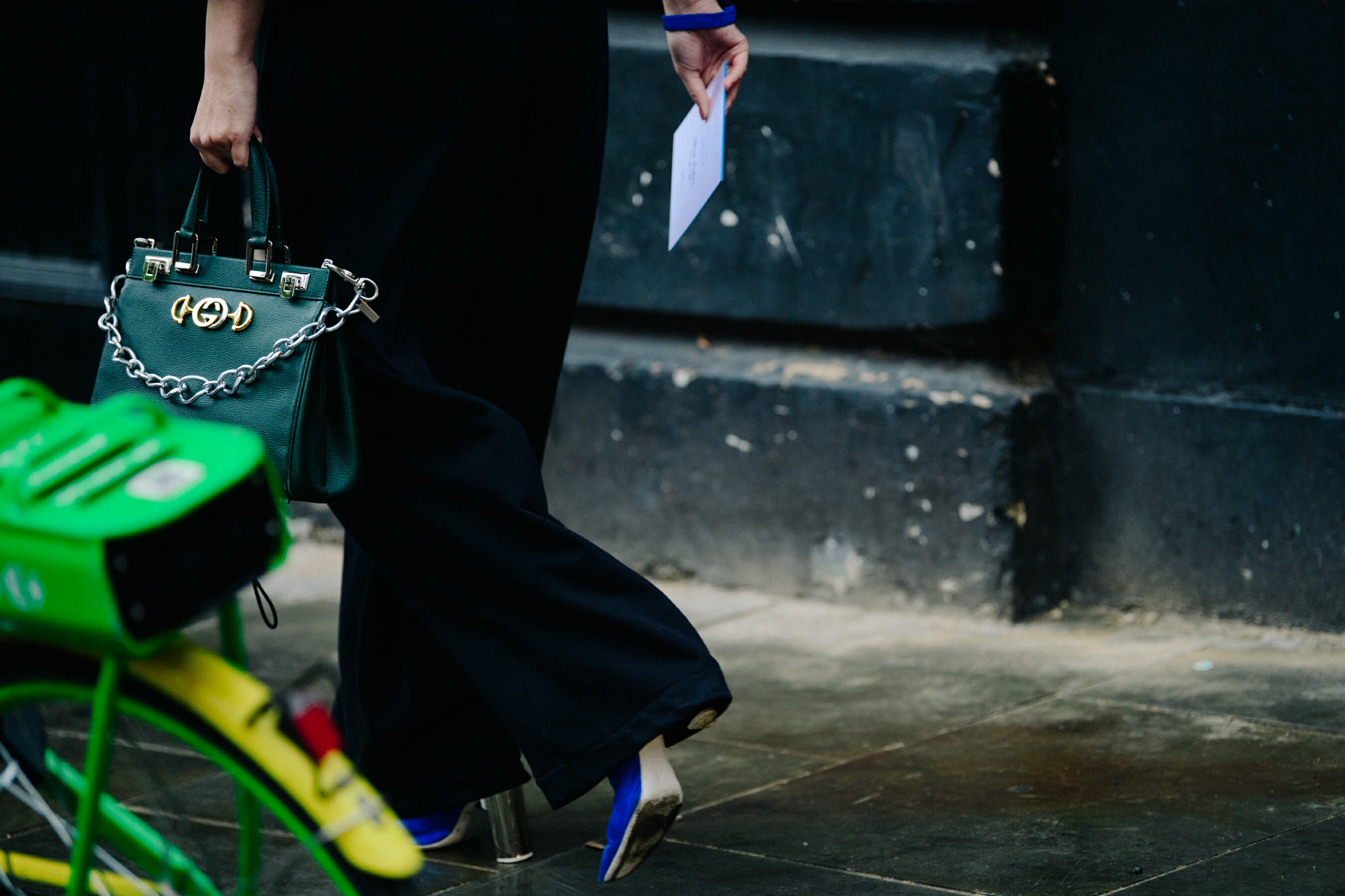 Woman carrying Gucci bag
