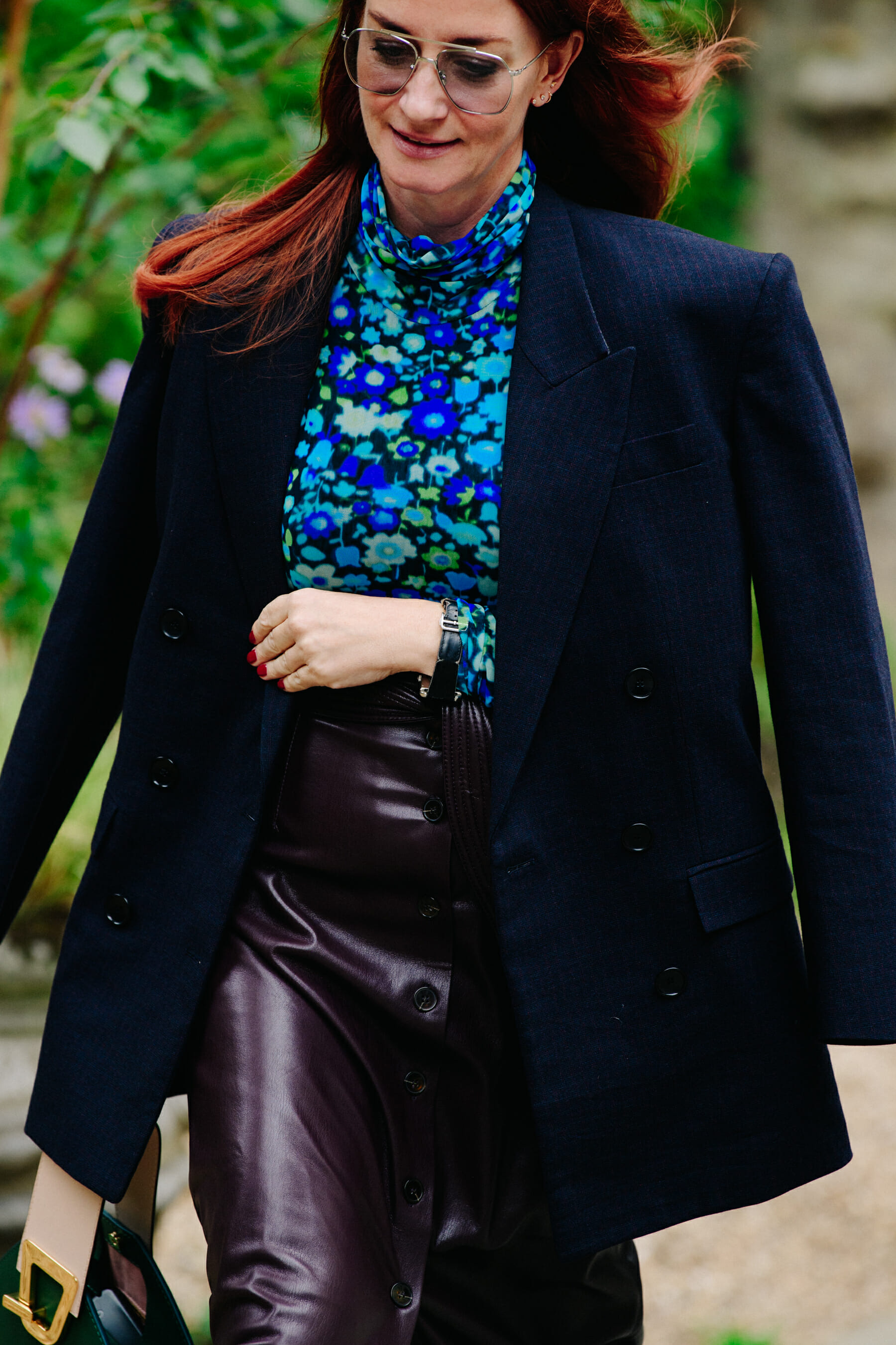 Woman wearing floral top