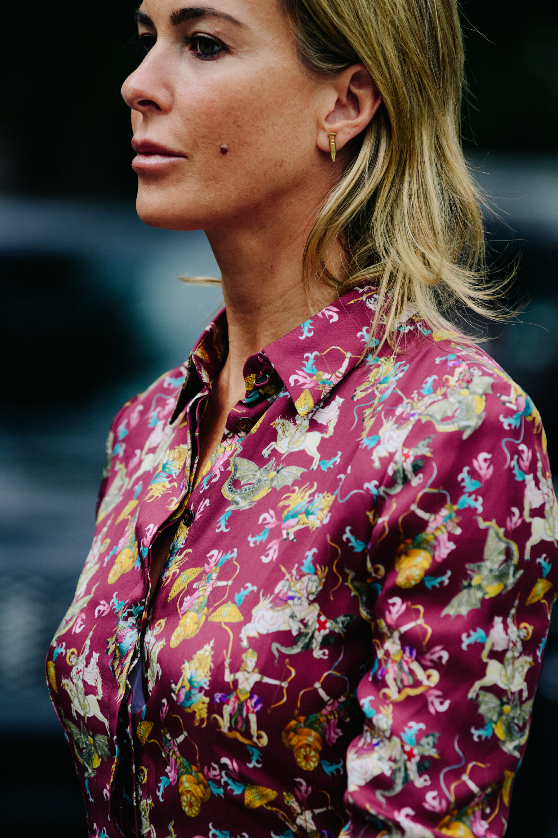 Woman wearing pattern shirt