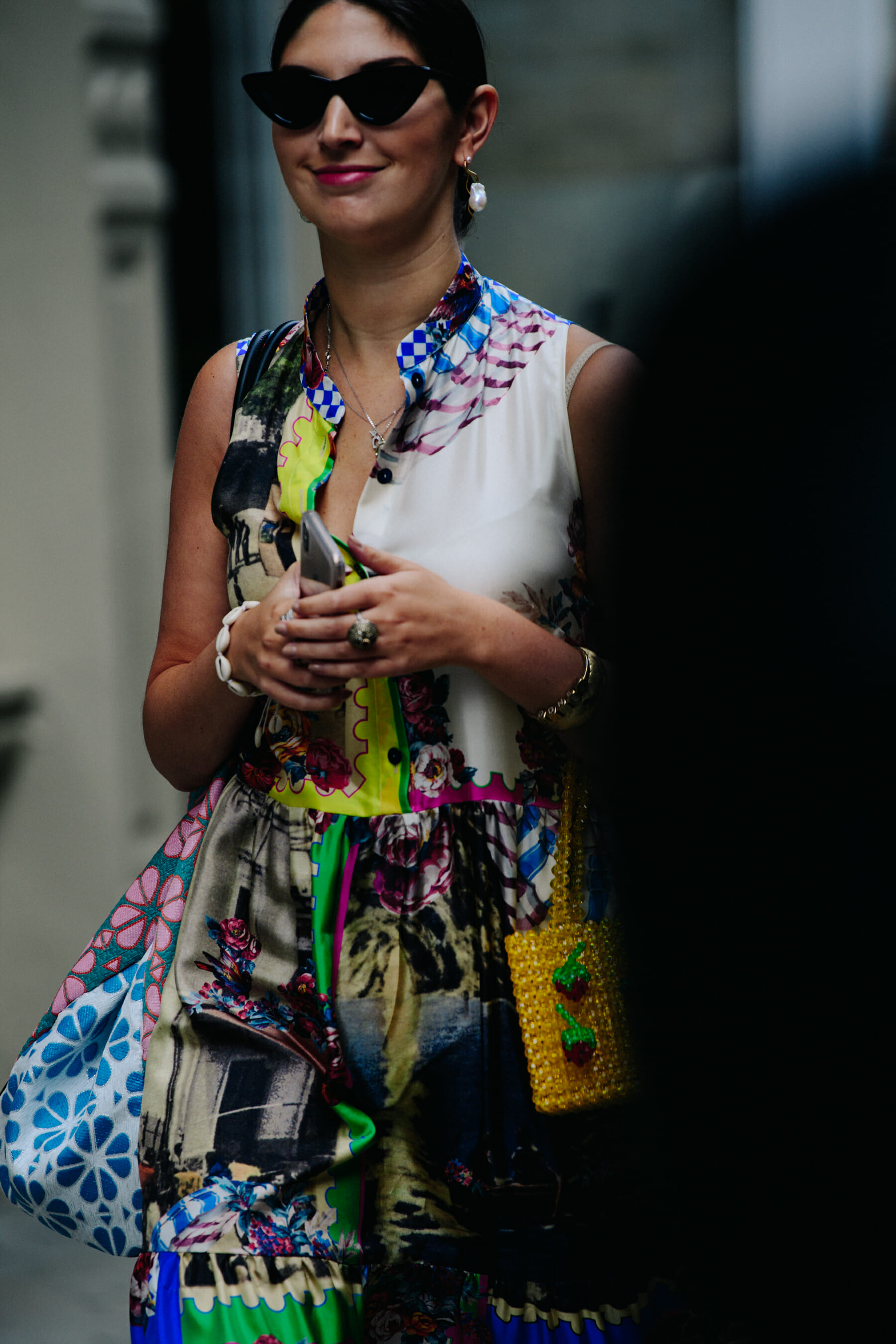 Woman wearing colourful dress