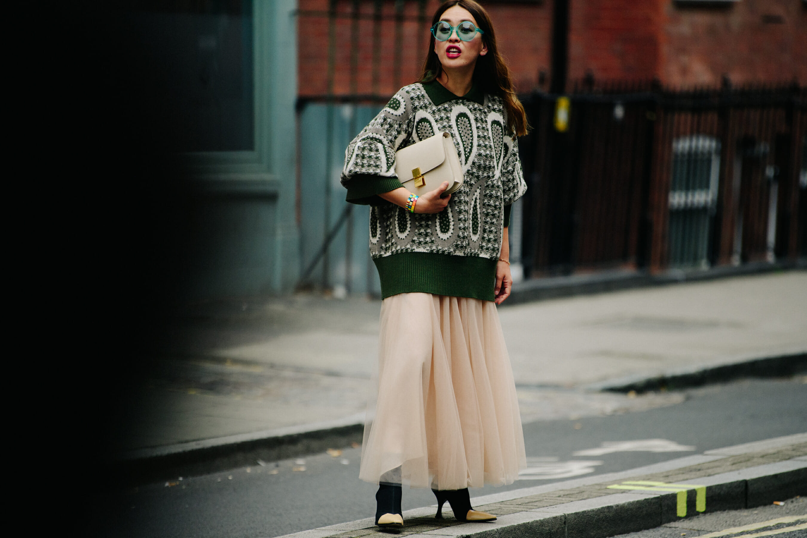 Woman wearing pattern jumper