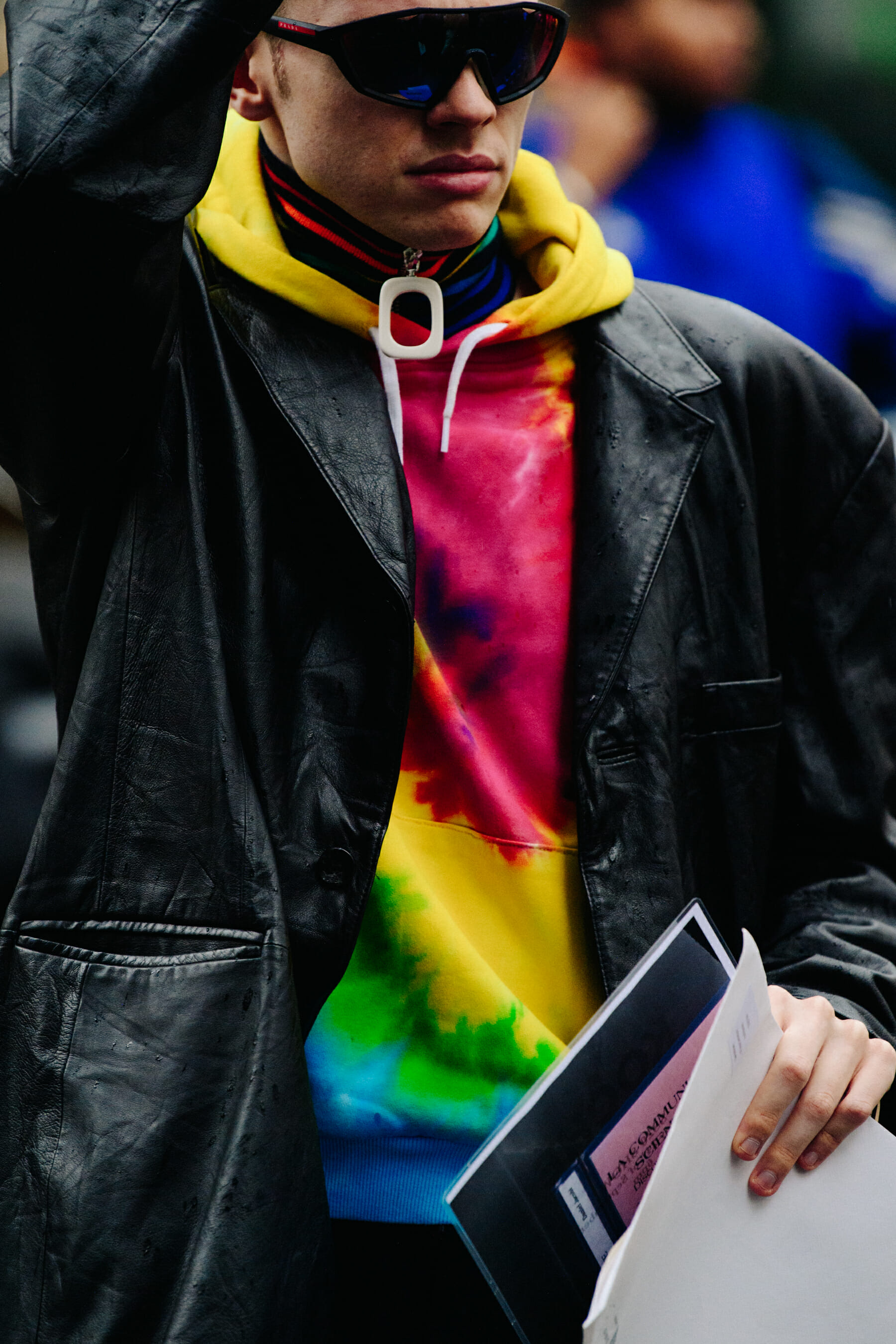Man wearing JW Anderson and Prada