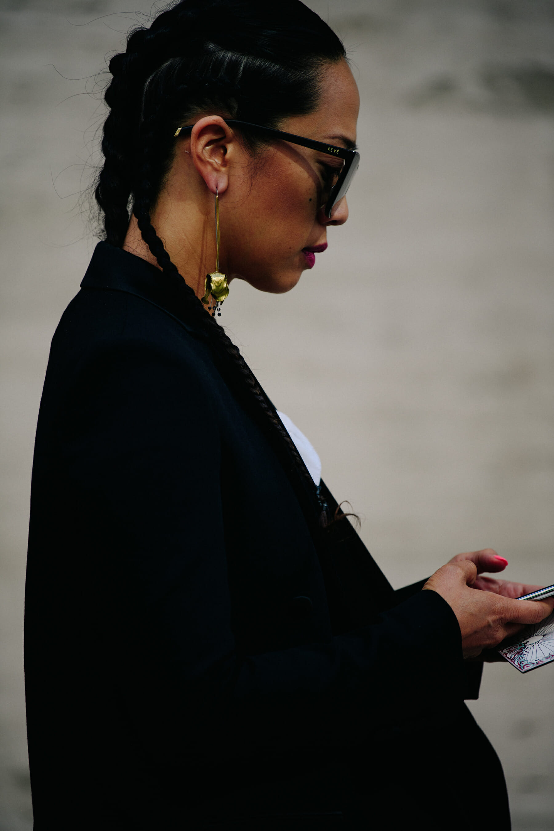 Woman wearing black sunglasses