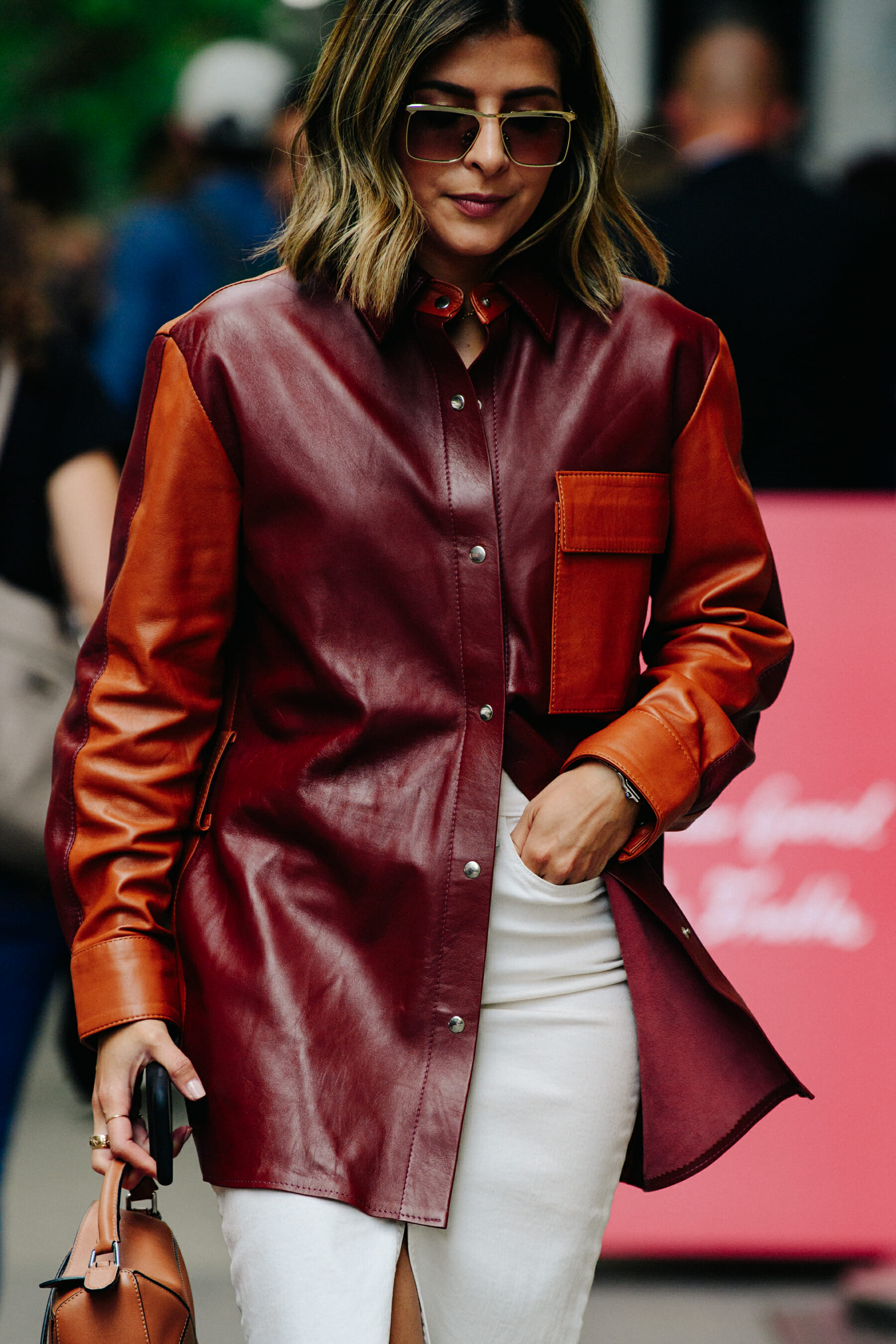 Woman wearing red shirt