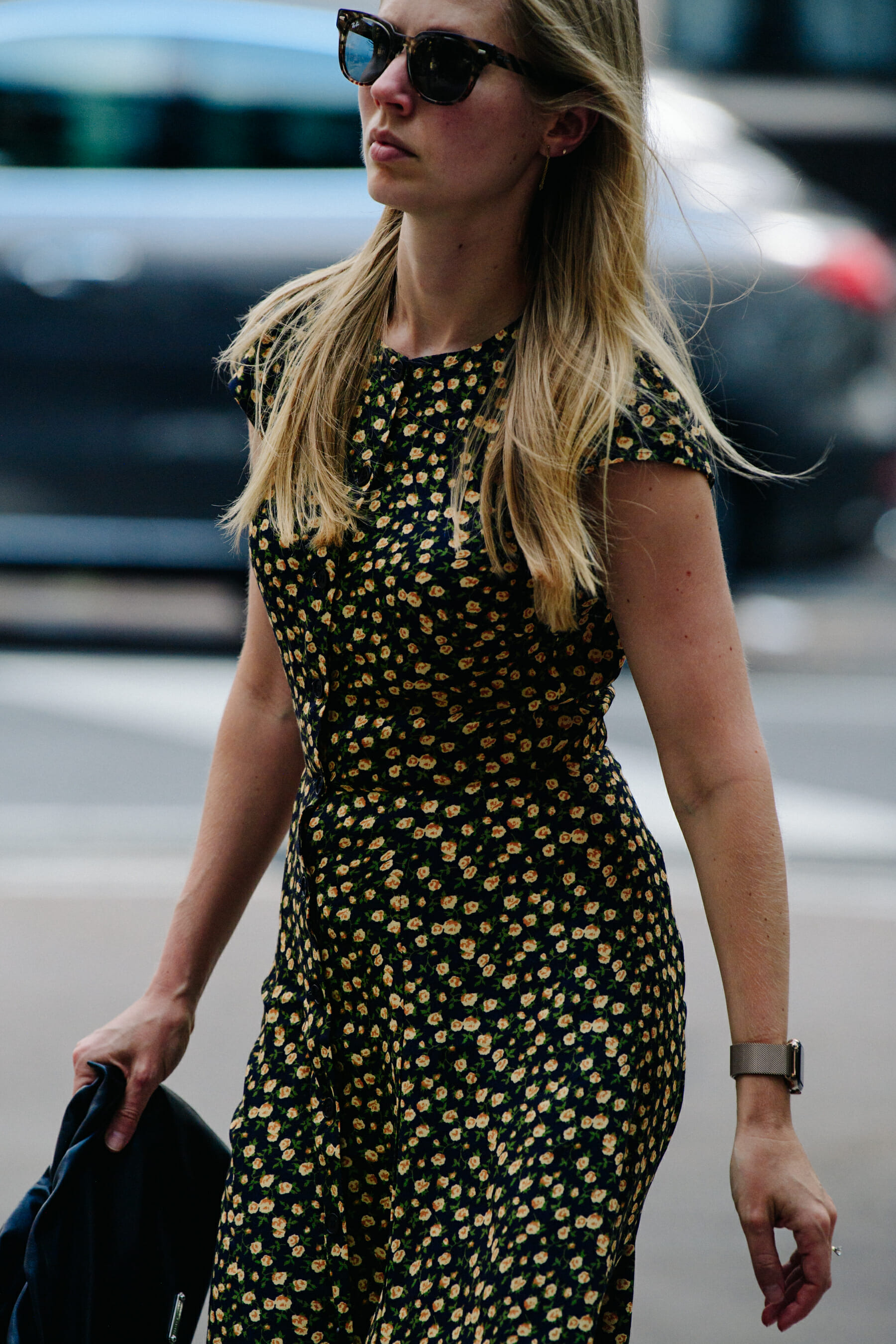 Woman wearing floral dress