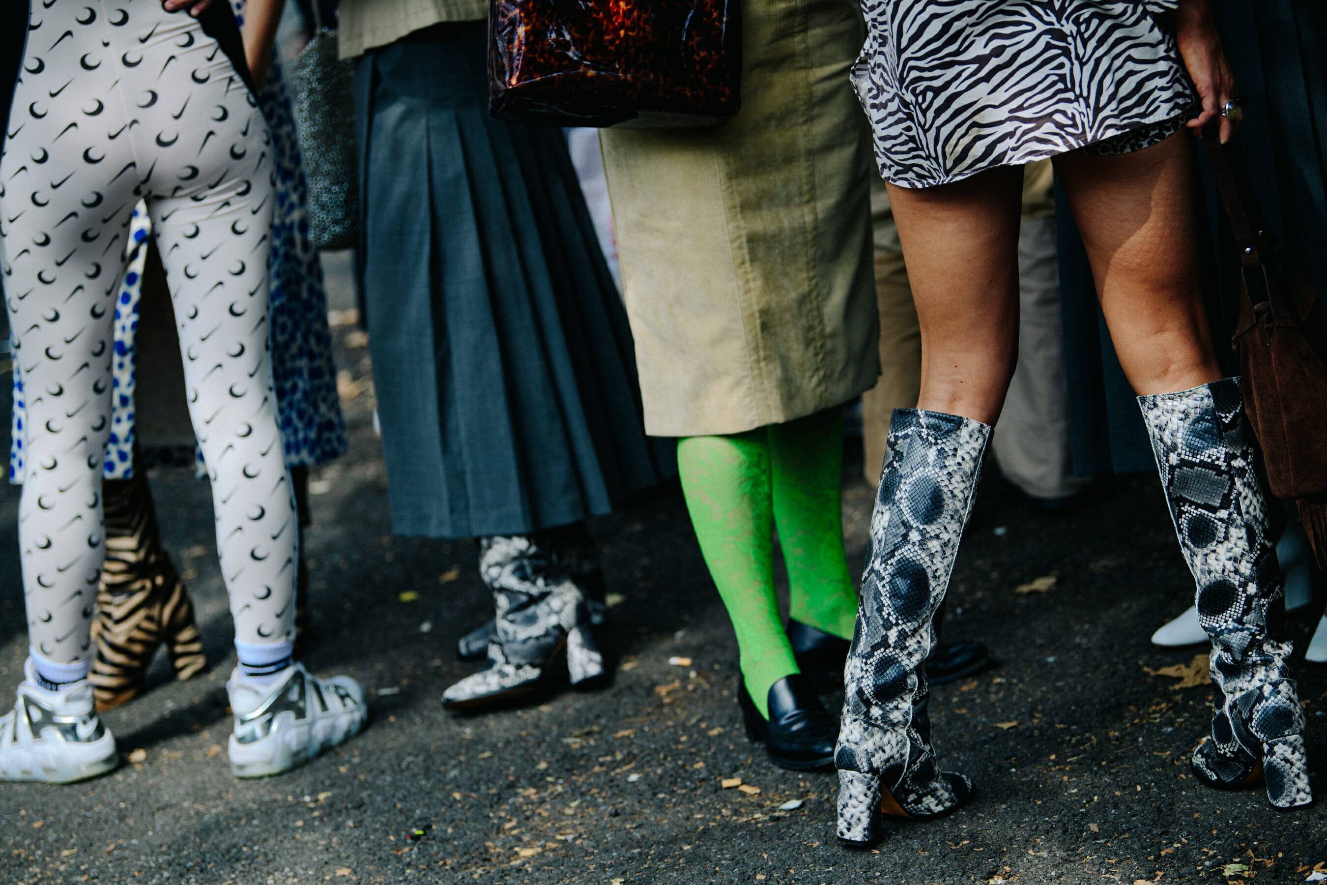 Woman wearing snakeskin boots